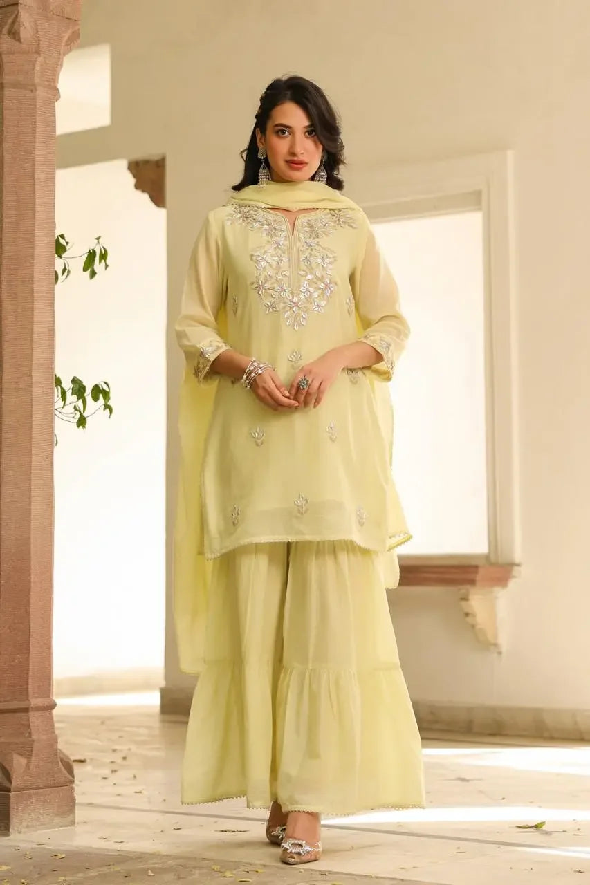 Samaira – Lemon Yellow Gota Patti Sharara Suit Premium Collection Nivishas - Sec46