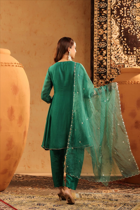 Emerald Mirage – Sequin Grace Suit Set