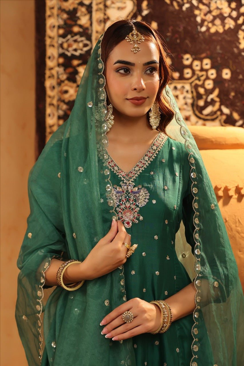 Emerald Mirage – Sequin Grace Suit Set