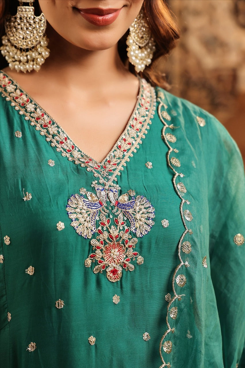Emerald Mirage – Sequin Grace Suit Set