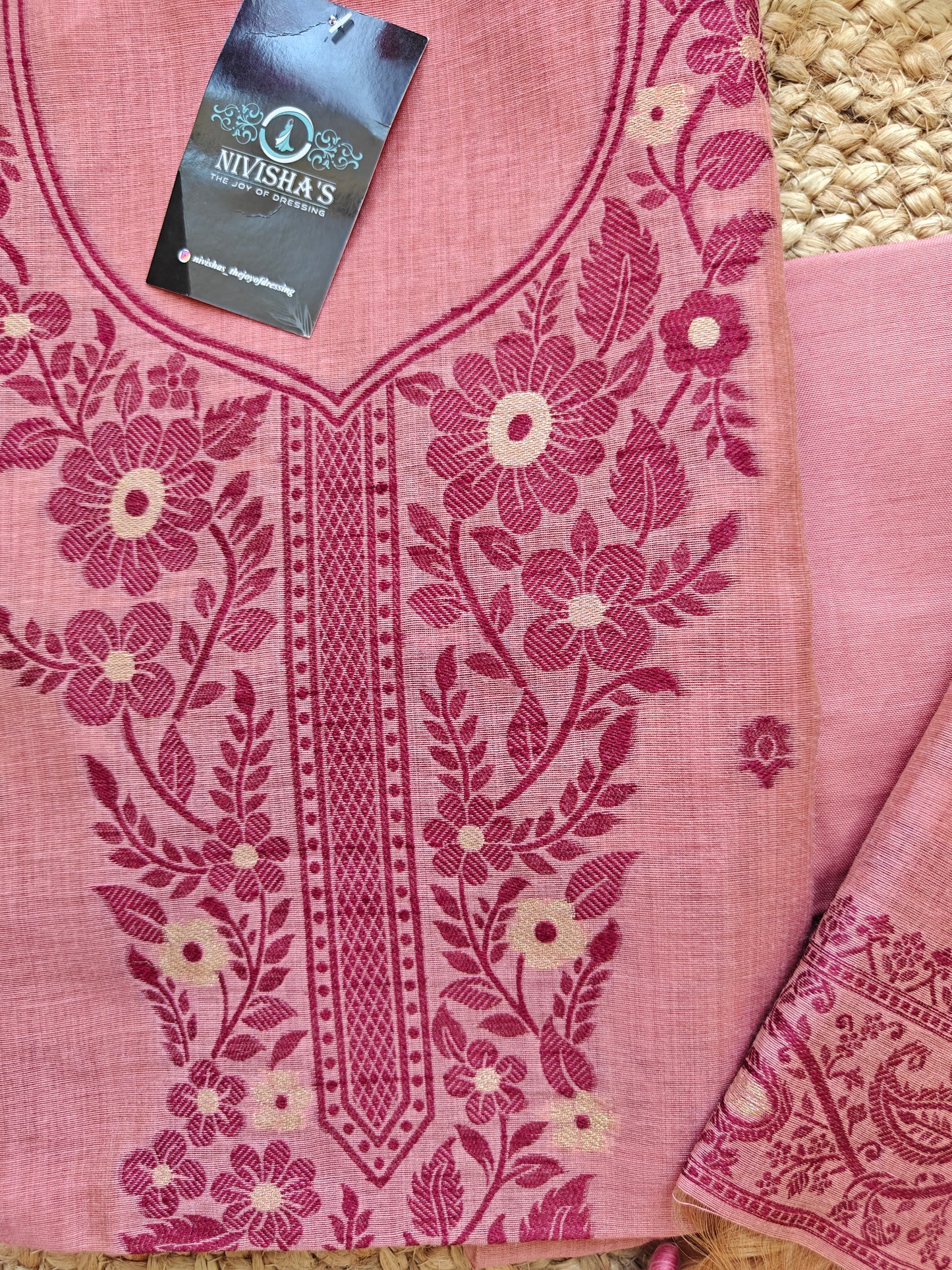 Blush Reverie – Threaded Bloom Unstitched Suit Set