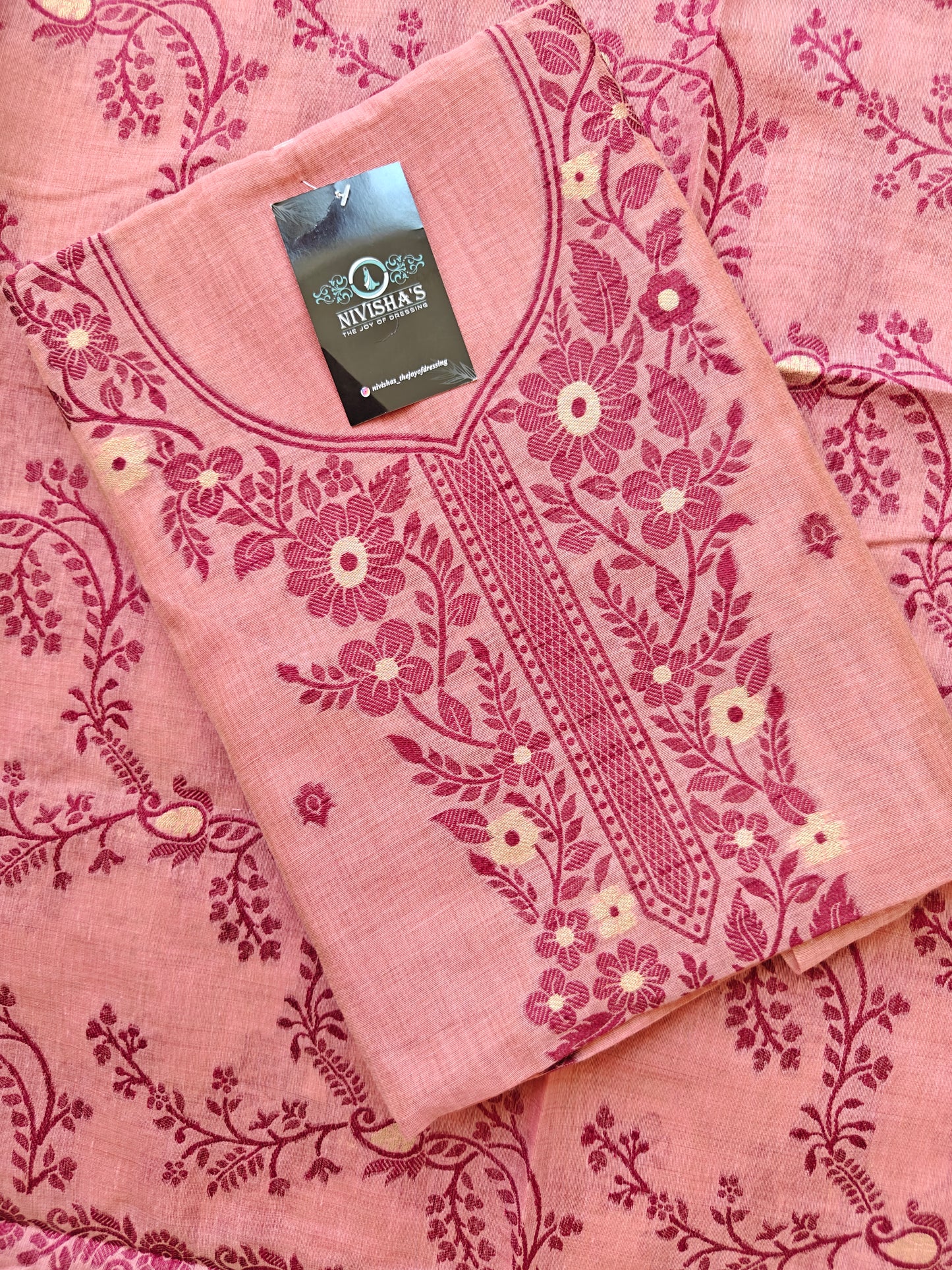 Blush Reverie – Threaded Bloom Unstitched Suit Set