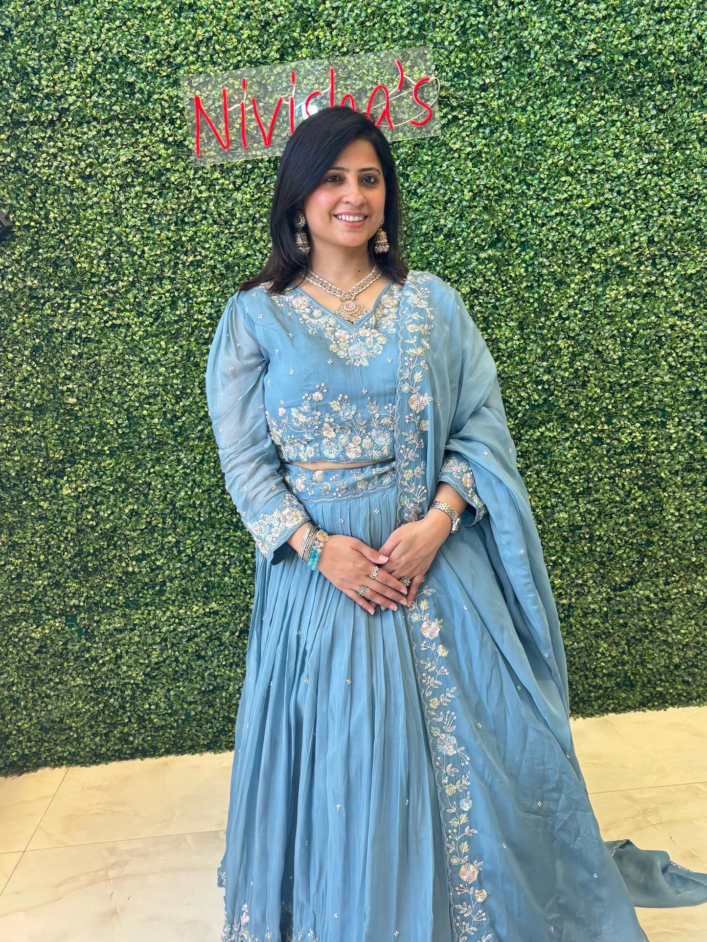 Celeste Bloom – Embroidered Lehenga with Dupatta Nivishas - Sec46