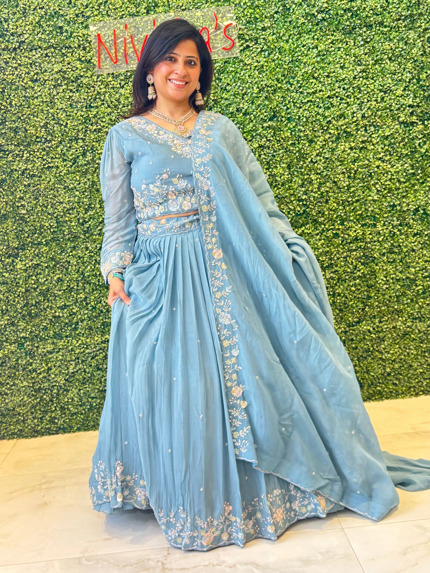 Celeste Bloom – Embroidered Lehenga with Dupatta Nivishas - Sec46