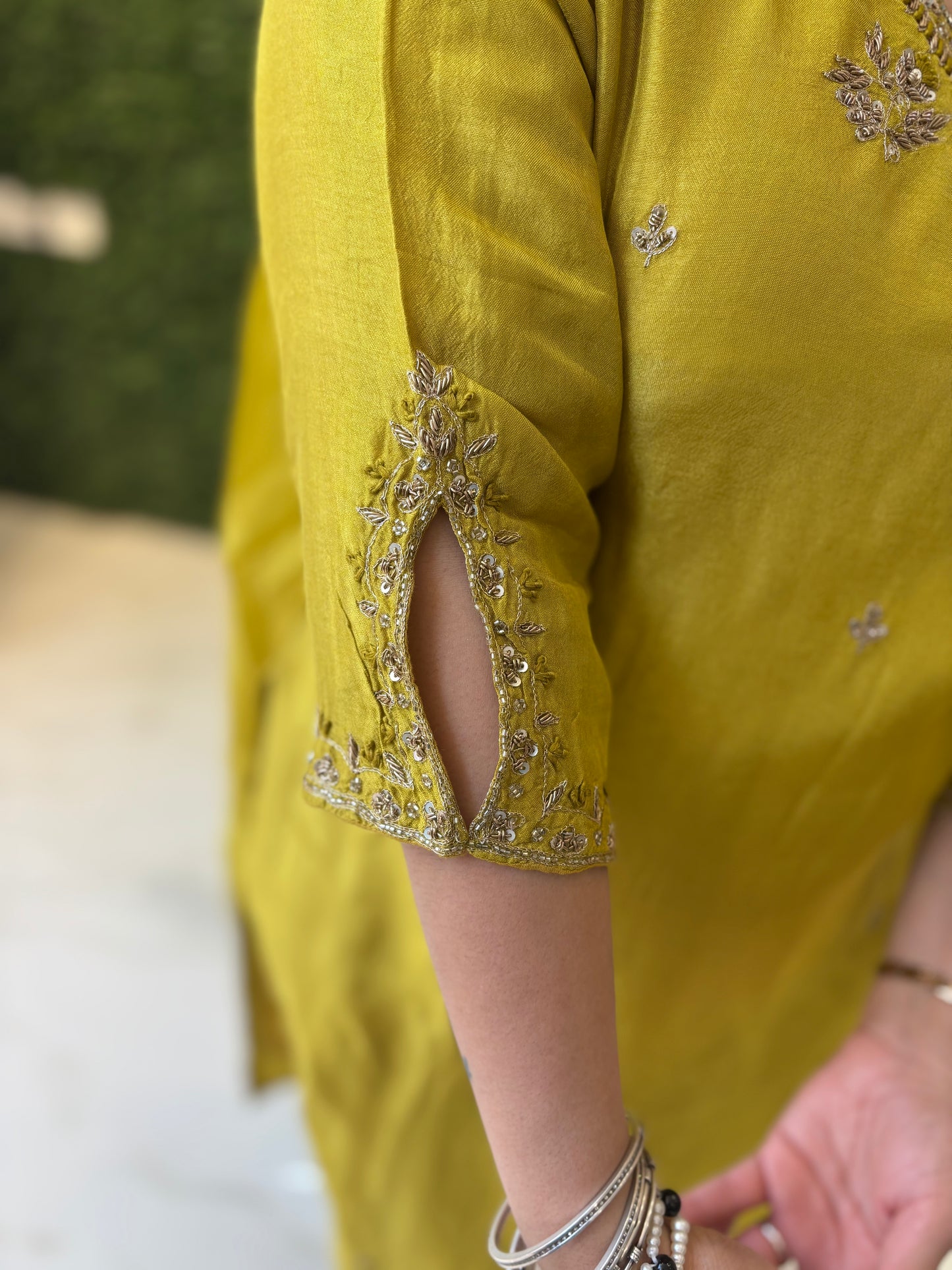 Golden Sunrise – Mustard Yellow Kurta Set with Sequin Detail Nivishas - Sec46