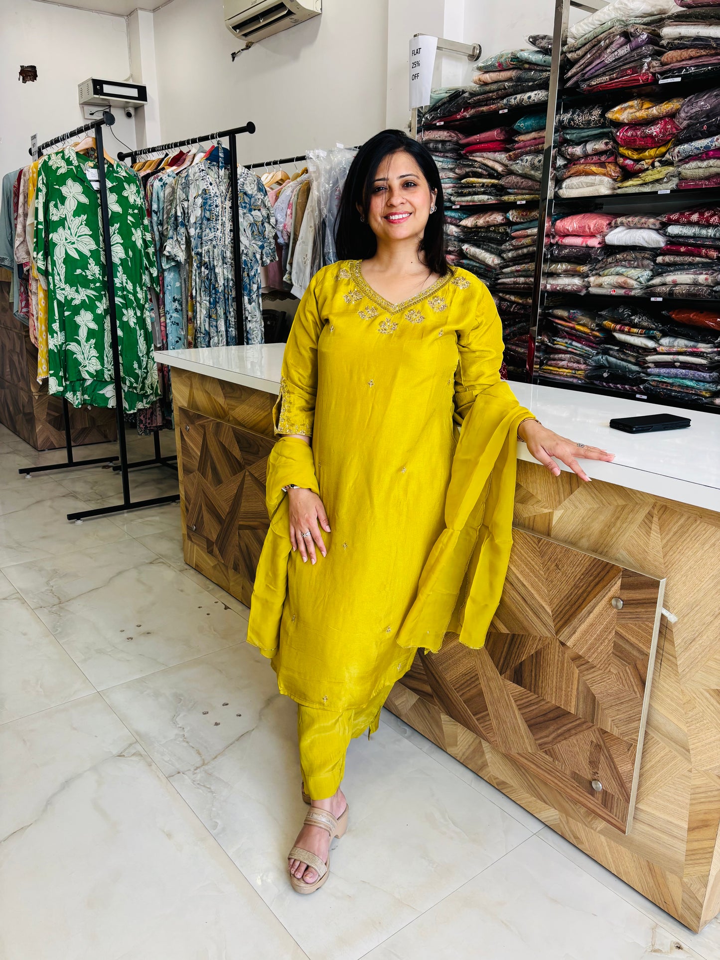 Golden Sunrise – Mustard Yellow Kurta Set with Sequin Detail Nivishas - Sec46