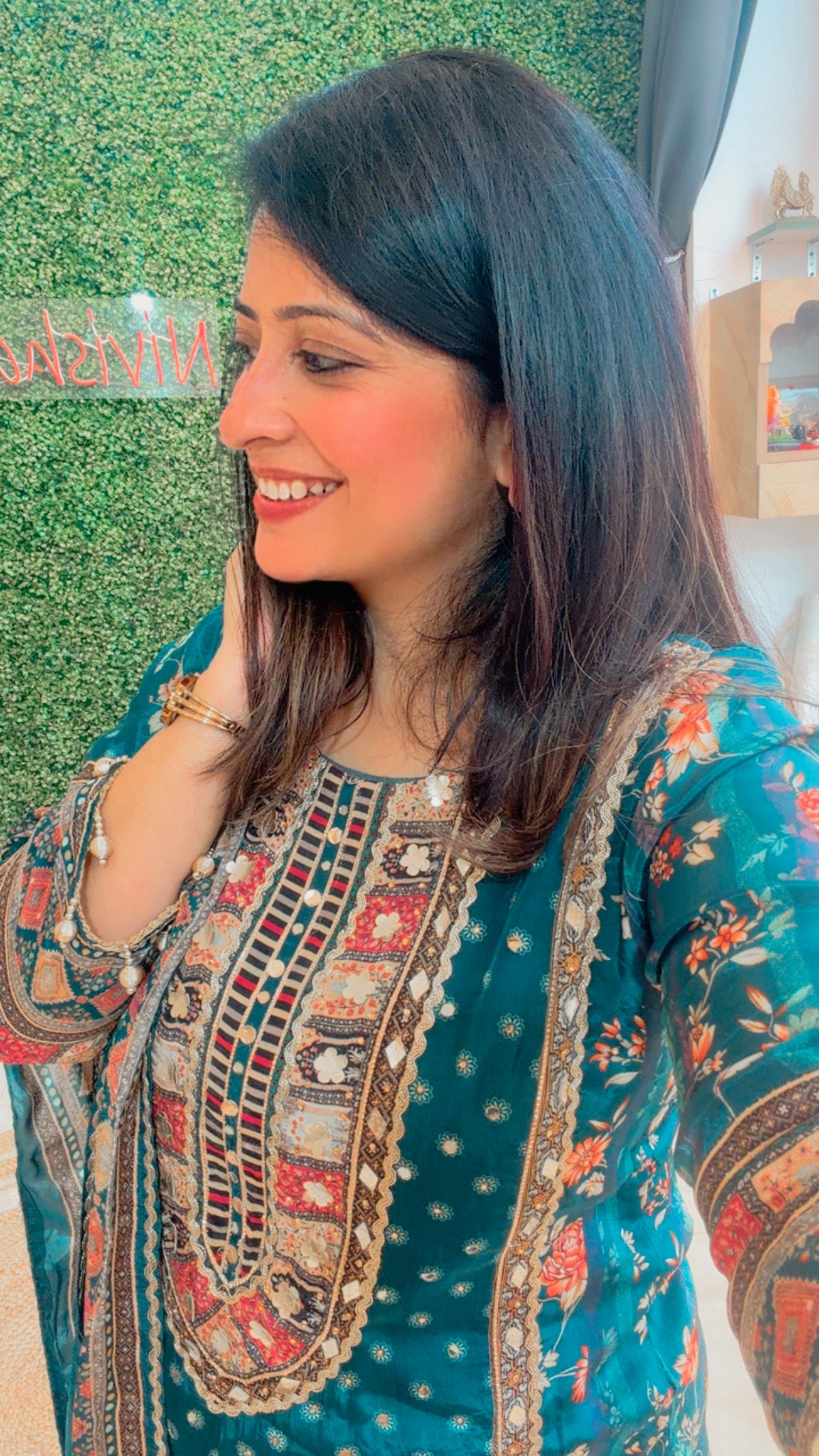 Teal Noorvista Stitched Suit Set