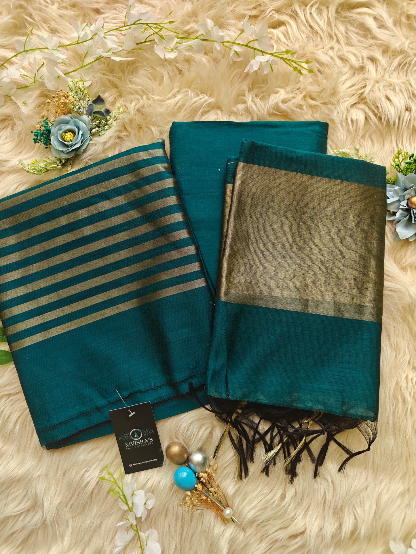 Zaraa – Teal Essence Unstitched Suit Set