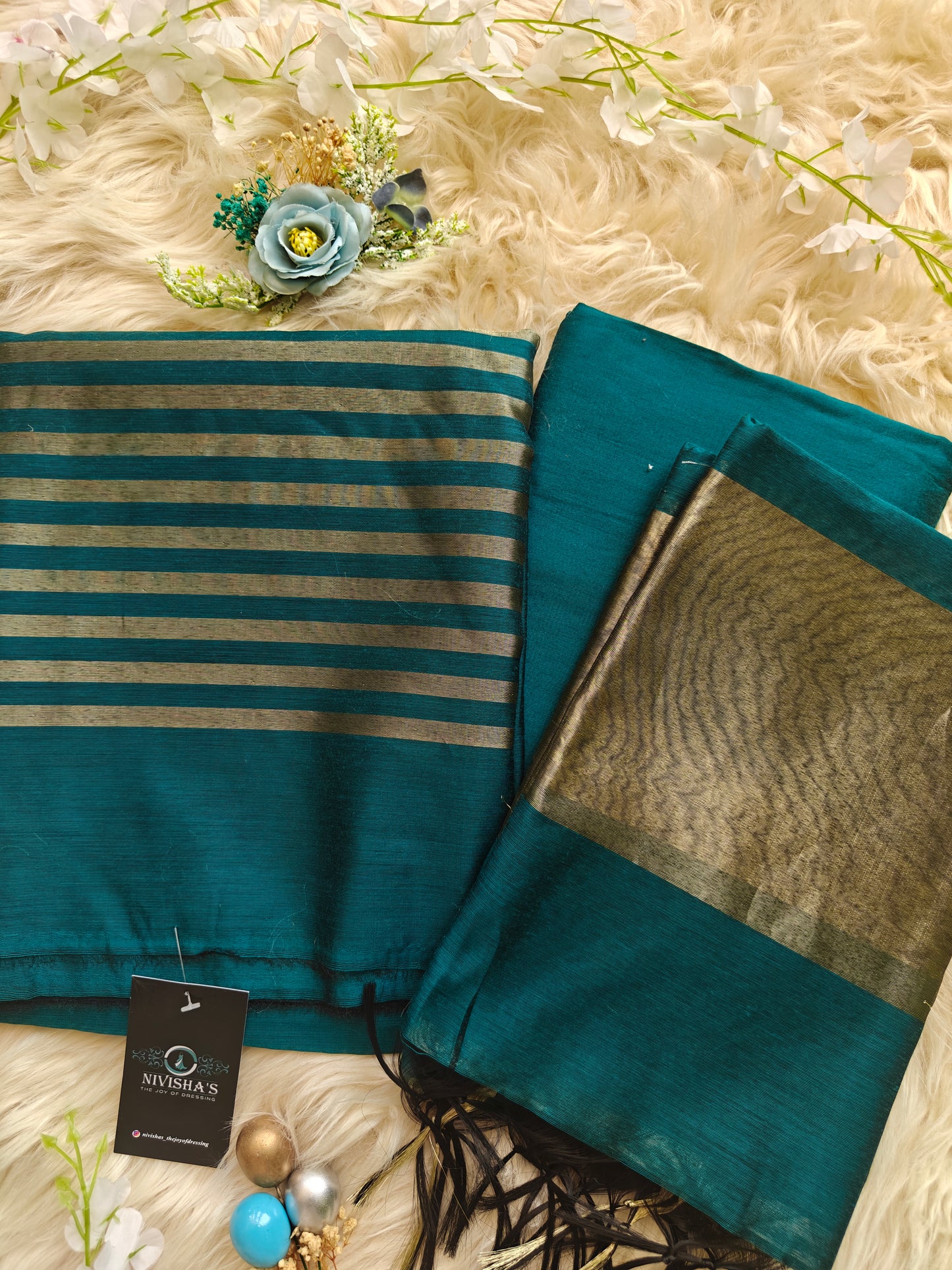 Zaraa – Teal Essence Unstitched Suit Set