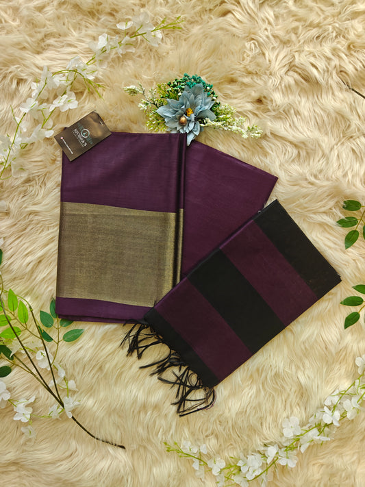 Svara Plum – Maheshwari Silk Unstitched Suit Set
