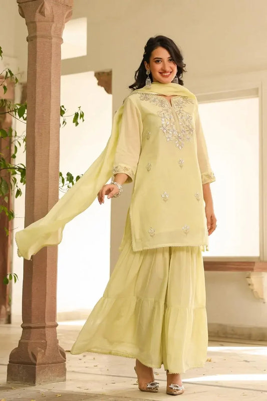 Samaira – Lemon Yellow Gota Patti Sharara Suit Premium Collection Nivishas - Sec46