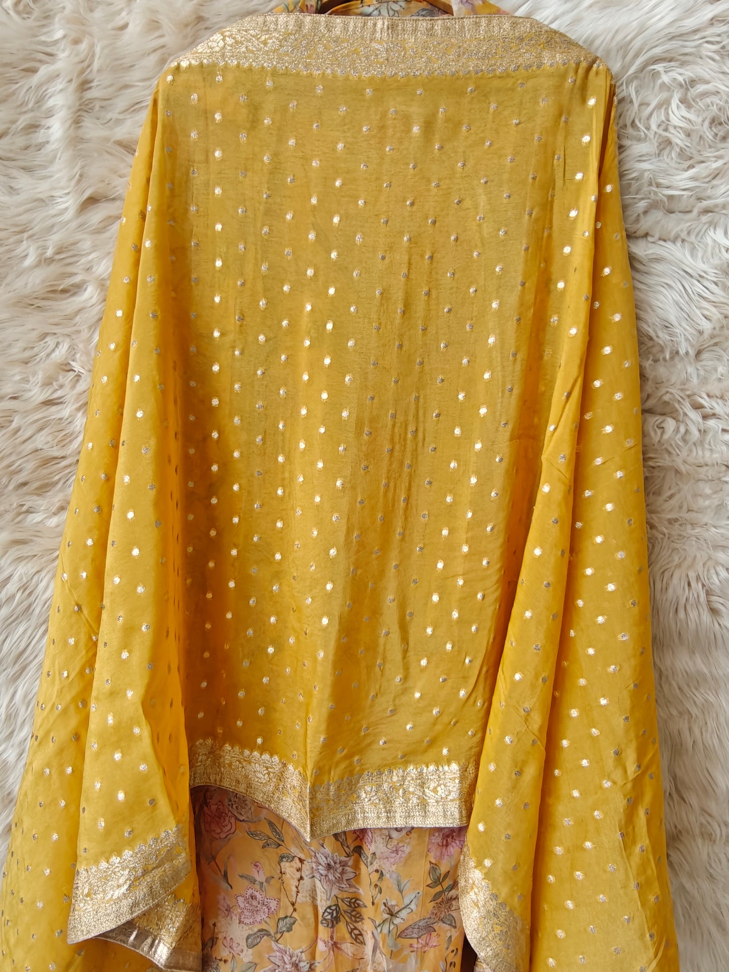 Lina – Mustard Floral Unstitched Suit Set - Nivisha's