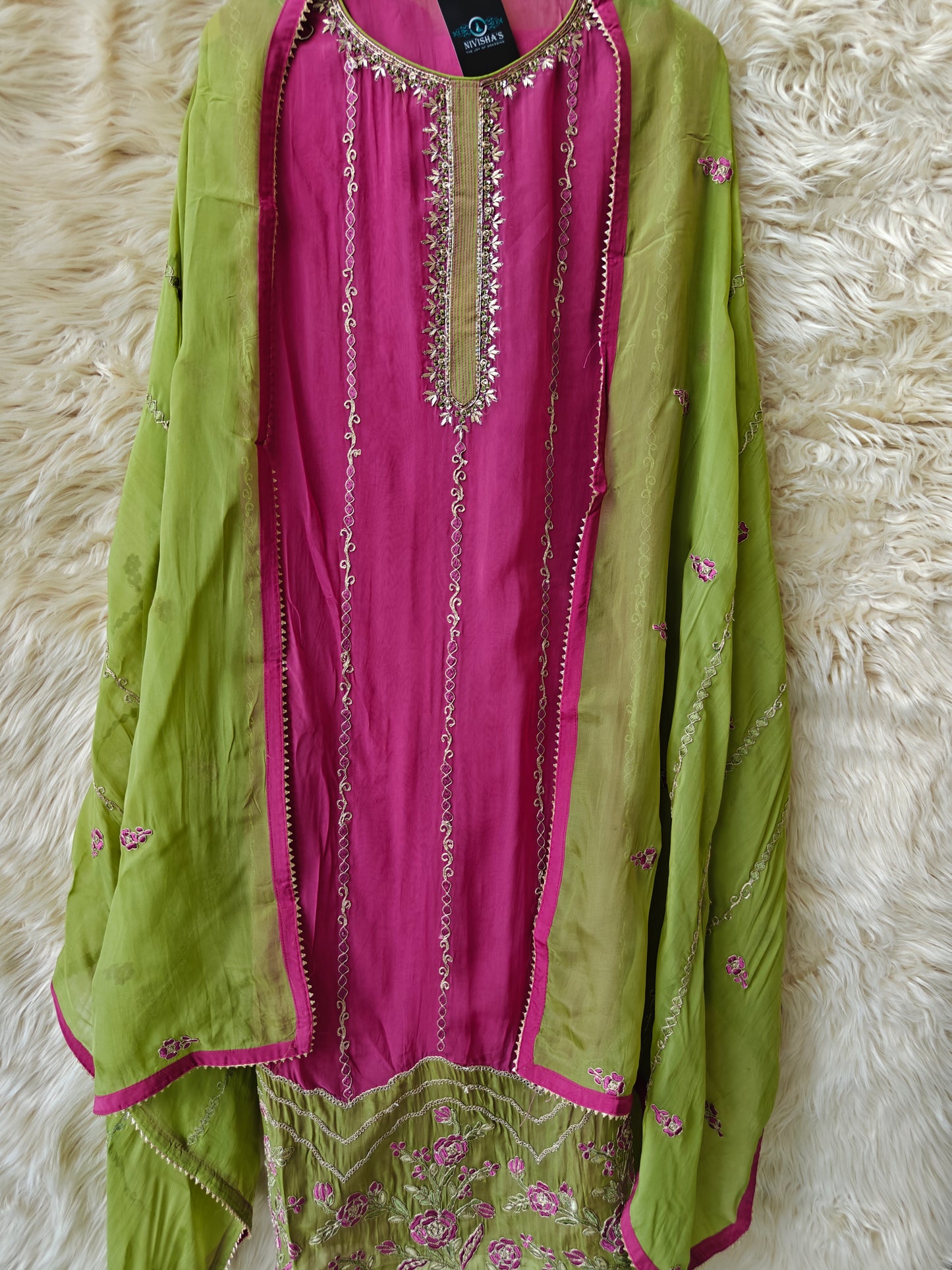 Mira – Rose Pink Unstitched Suit Set - Nivisha's