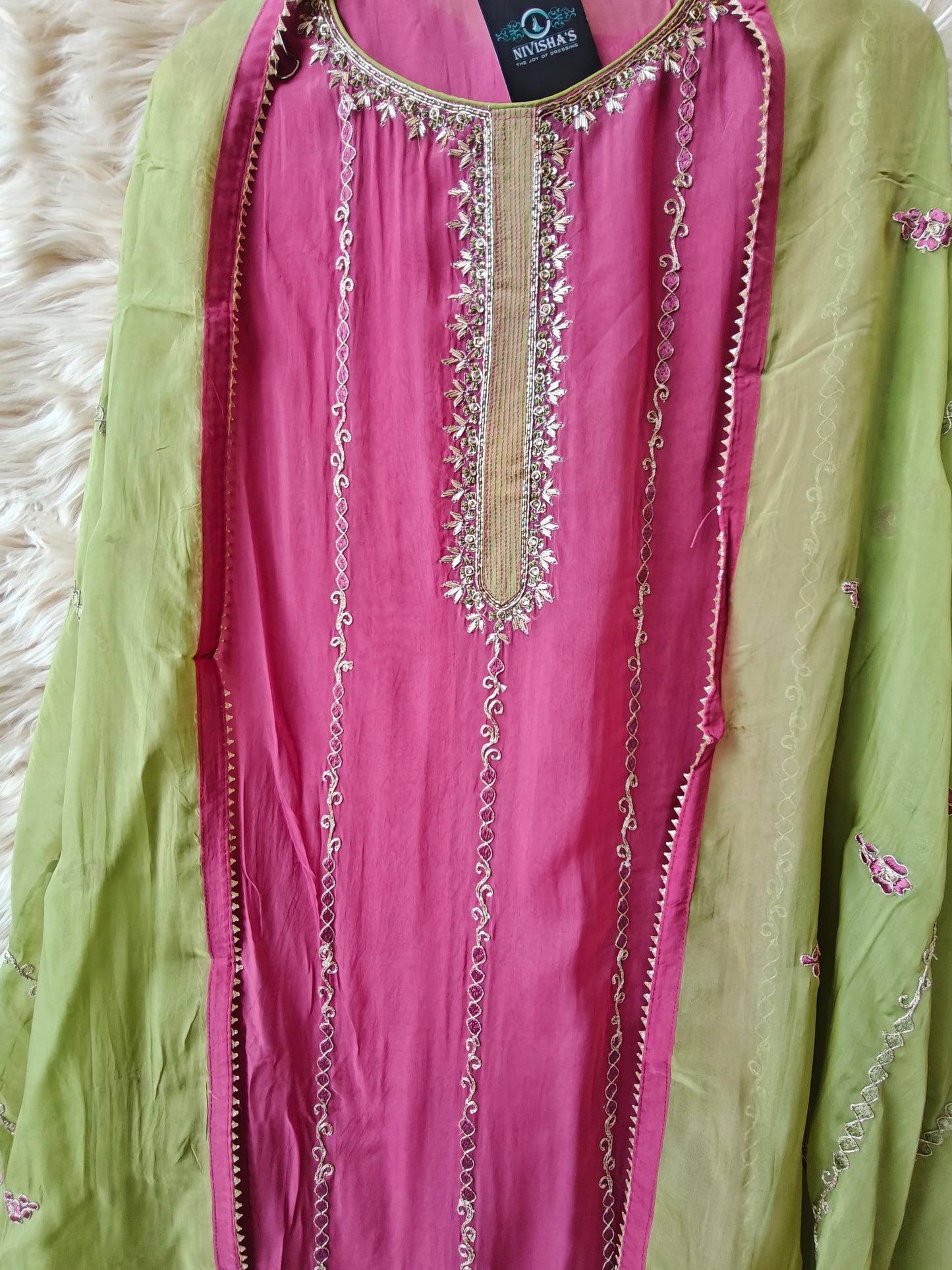 Mira – Rose Pink Unstitched Suit Set - Nivisha's