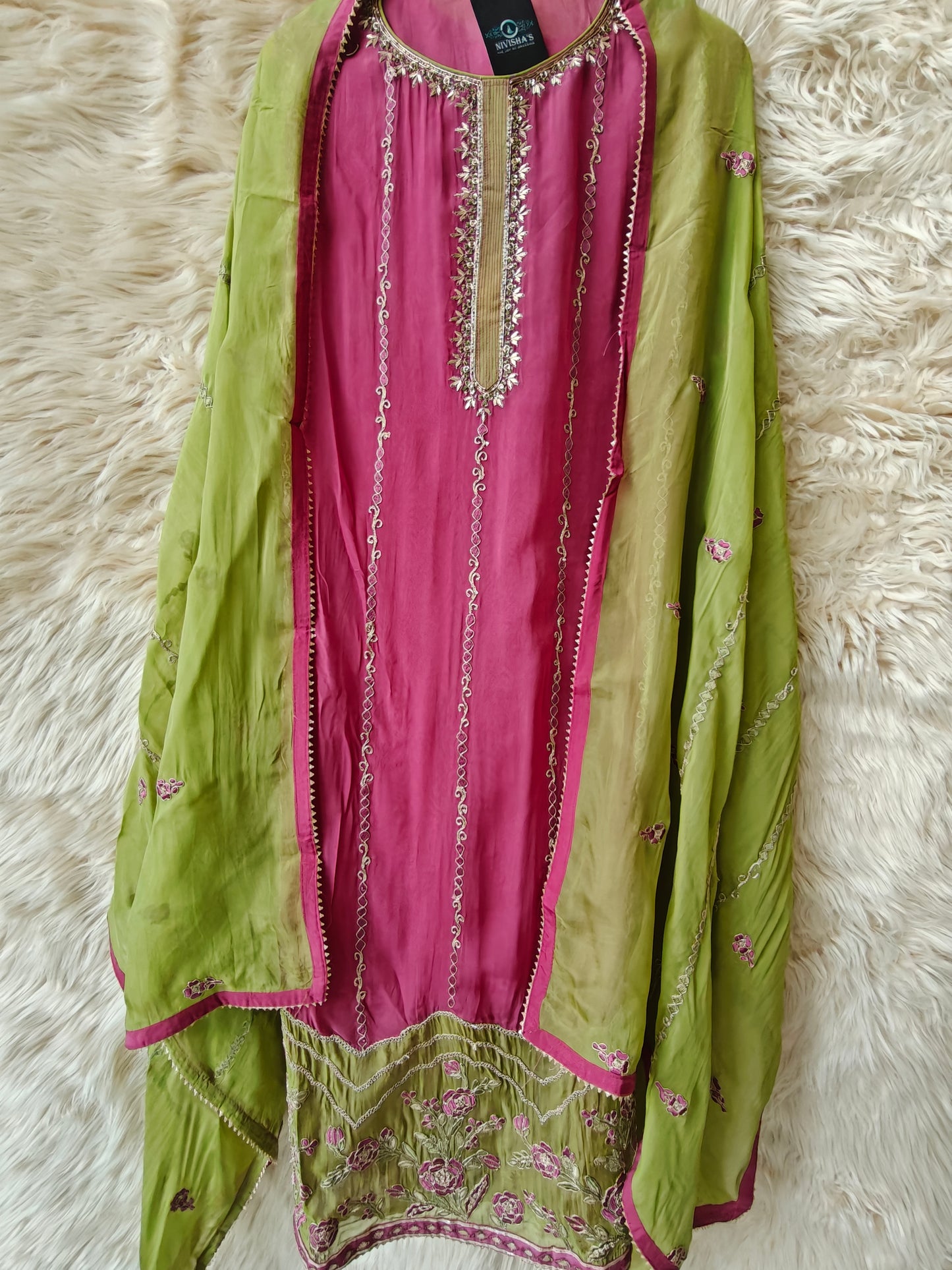 Mira – Rose Pink Unstitched Suit Set - Nivisha's