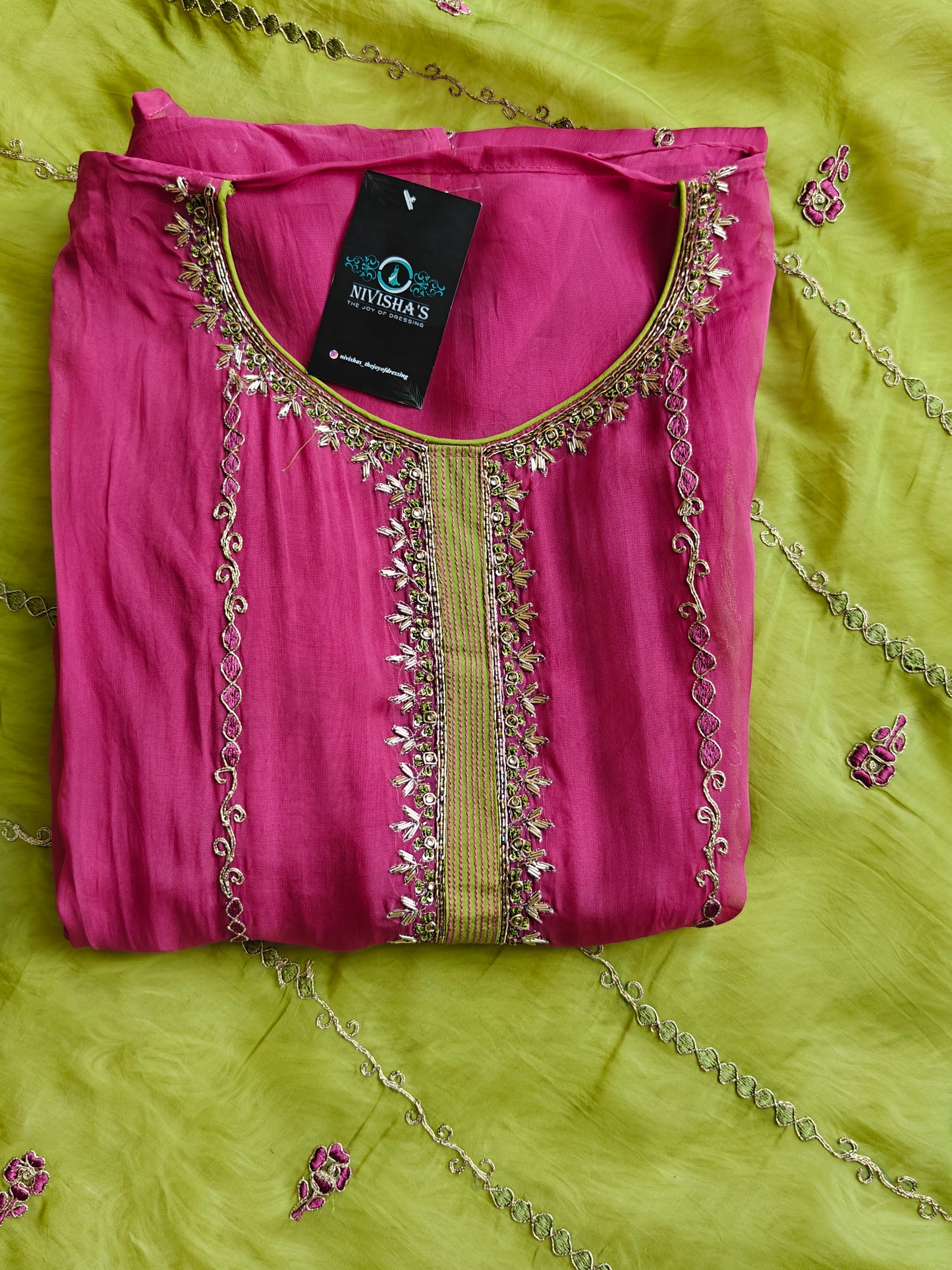 Mira – Rose Pink Unstitched Suit Set - Nivisha's