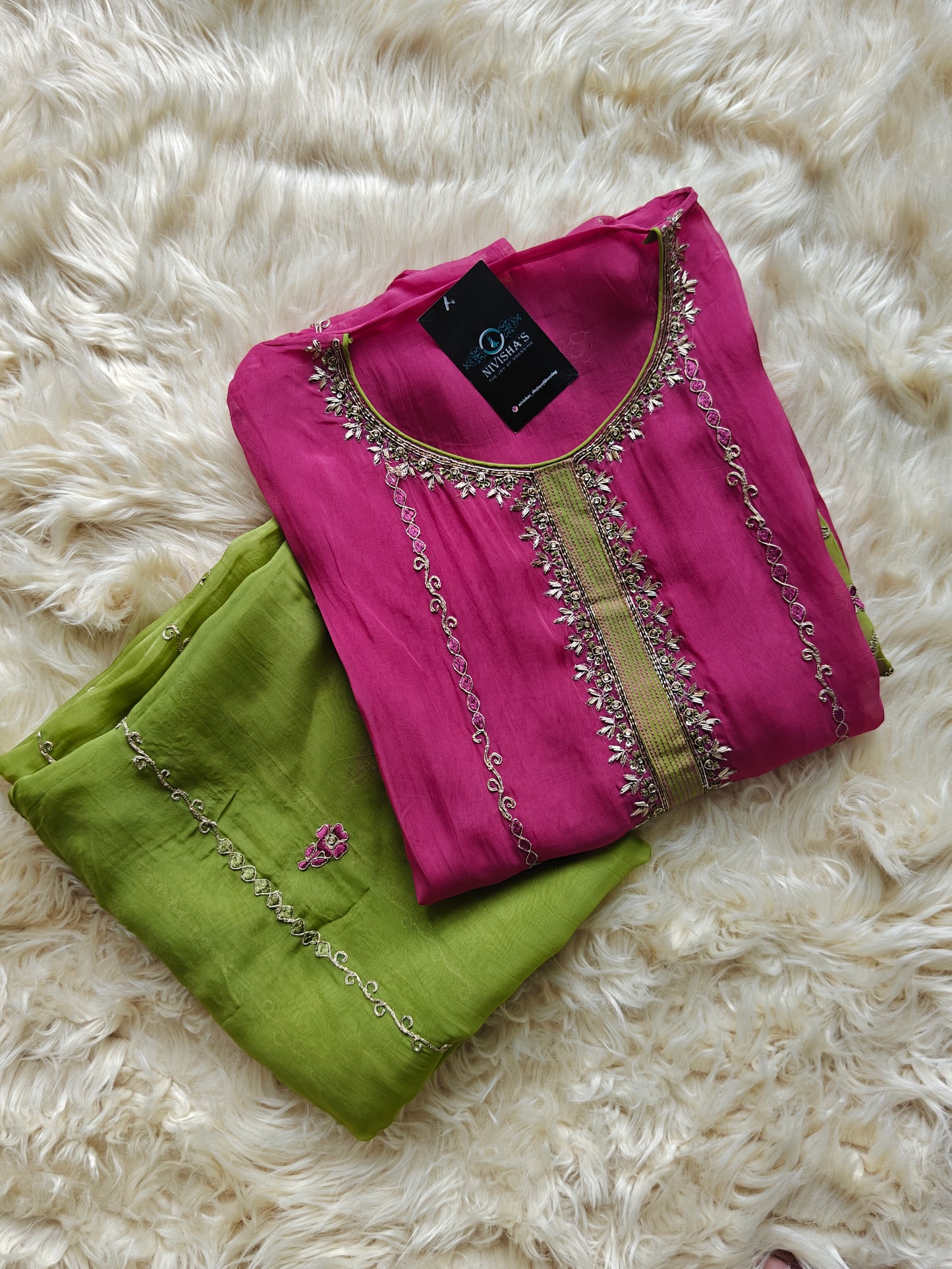 Mira – Rose Pink Unstitched Suit Set - Nivisha's