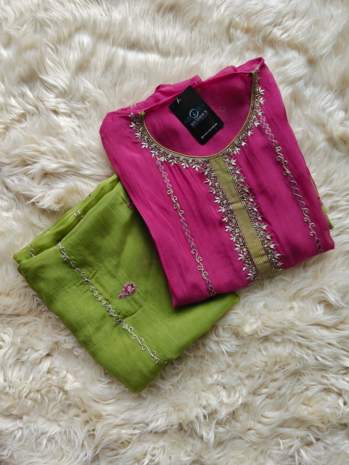 Mira – Rose Pink Unstitched Suit Set - Nivisha's