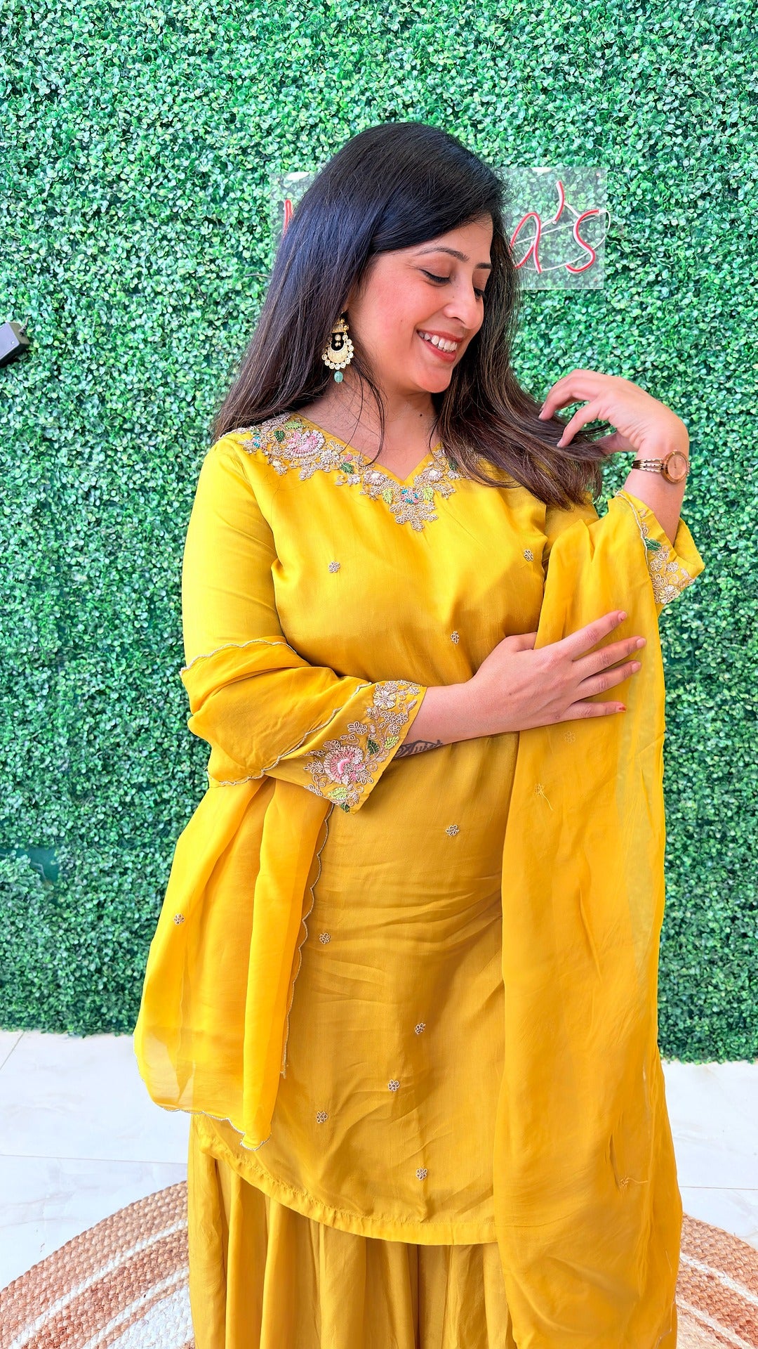 Zelina Mustard – Handcrafted Sharara Set