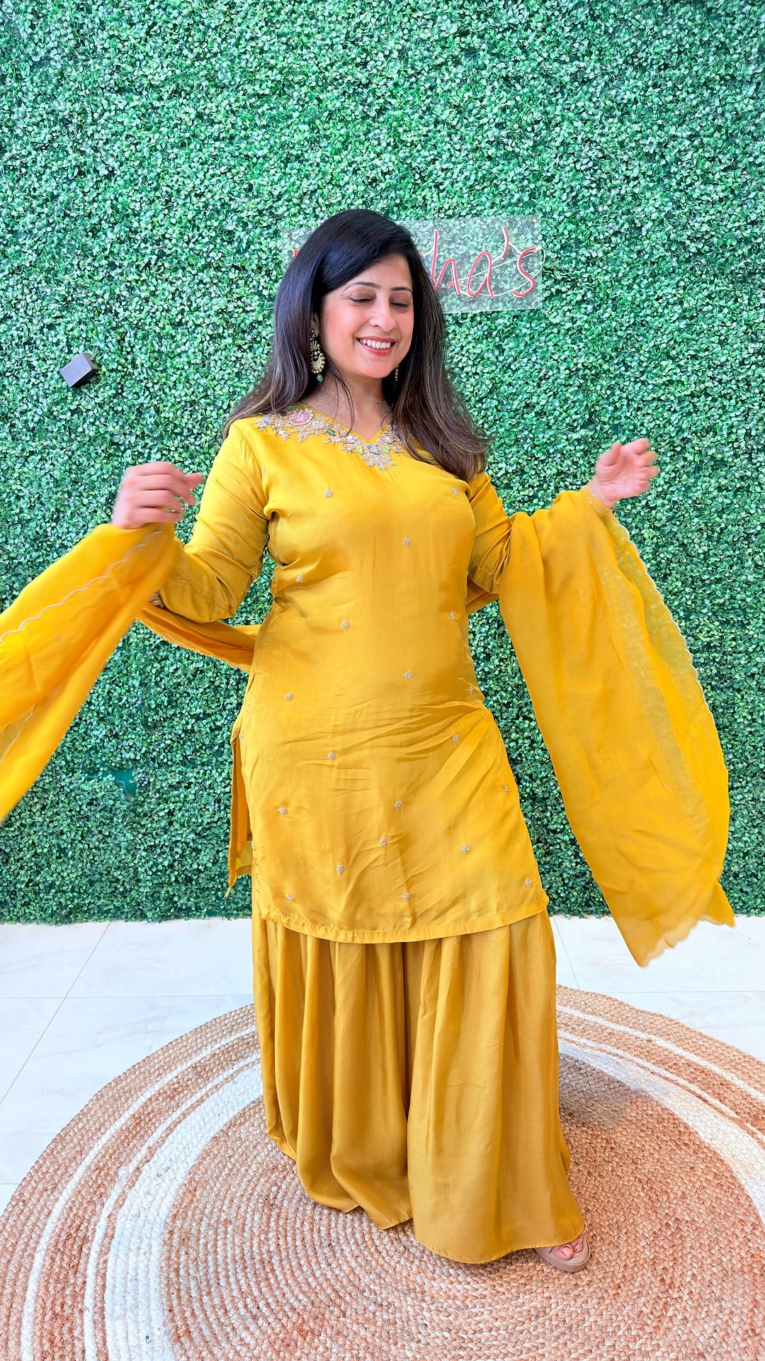 Zelina Mustard – Handcrafted Sharara Set