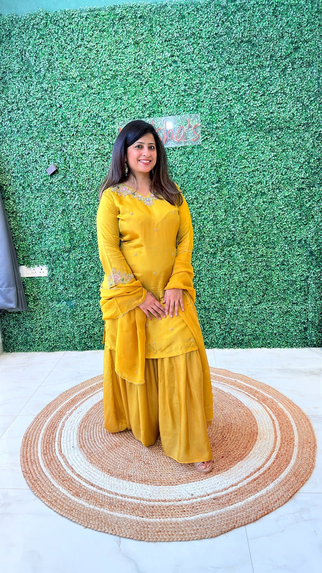 Zelina Mustard – Handcrafted Sharara Set