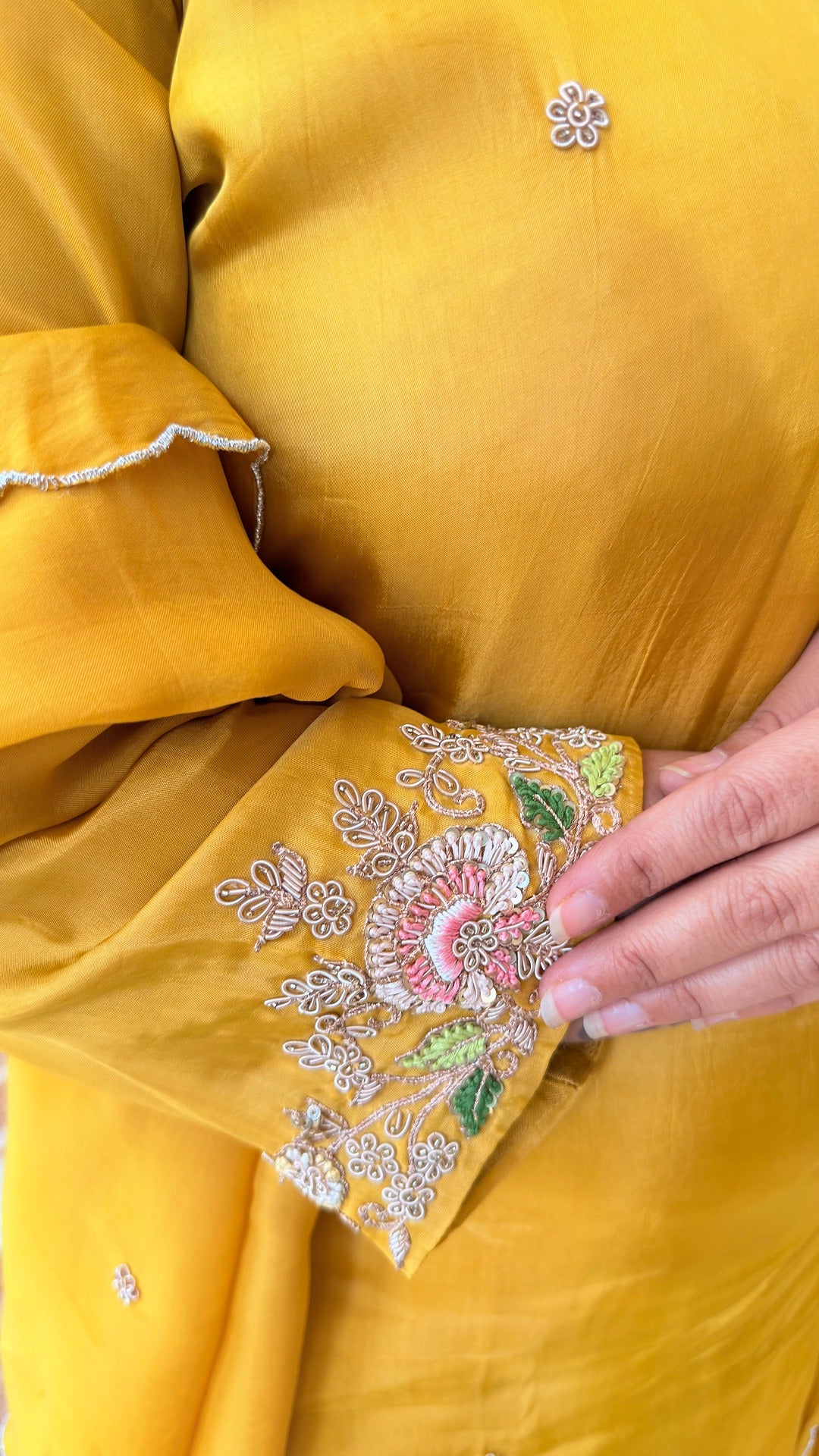 Zelina Mustard – Handcrafted Sharara Set