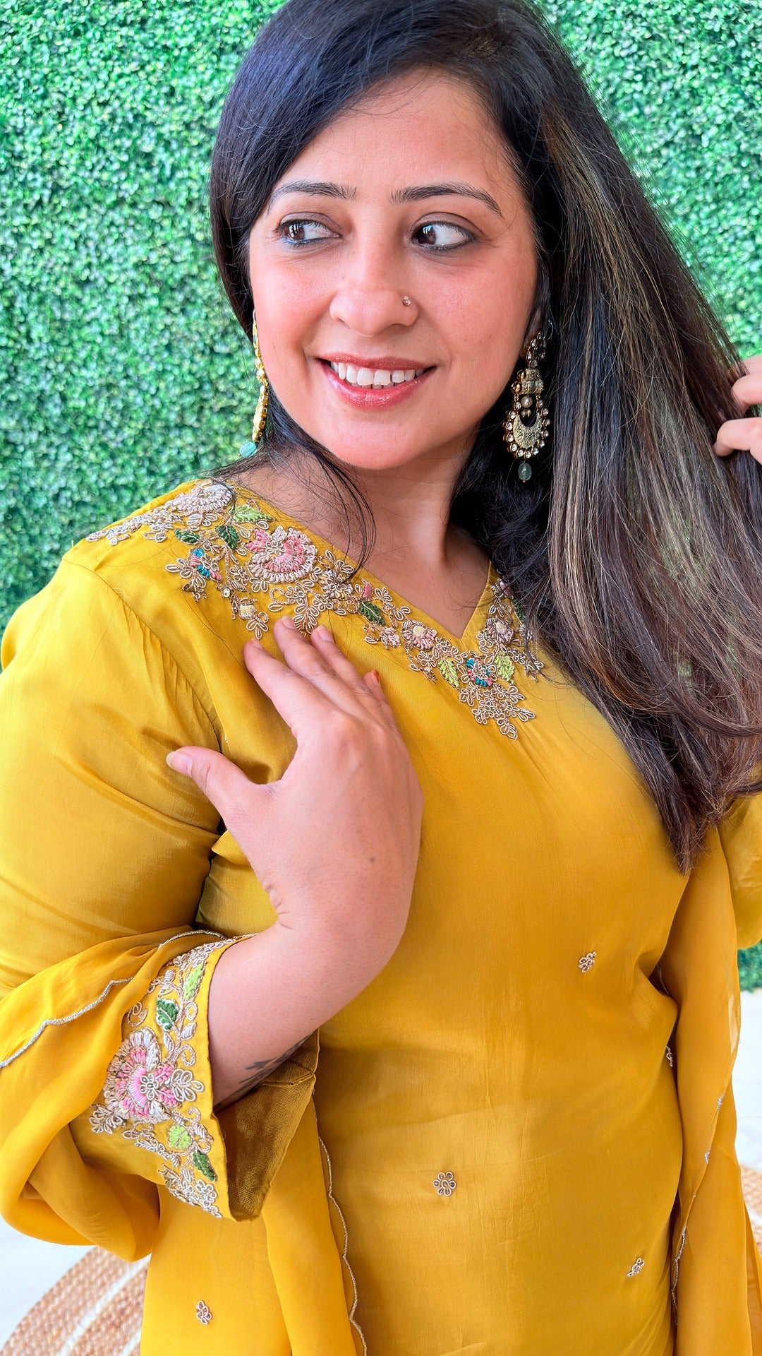 Zelina Mustard – Handcrafted Sharara Set