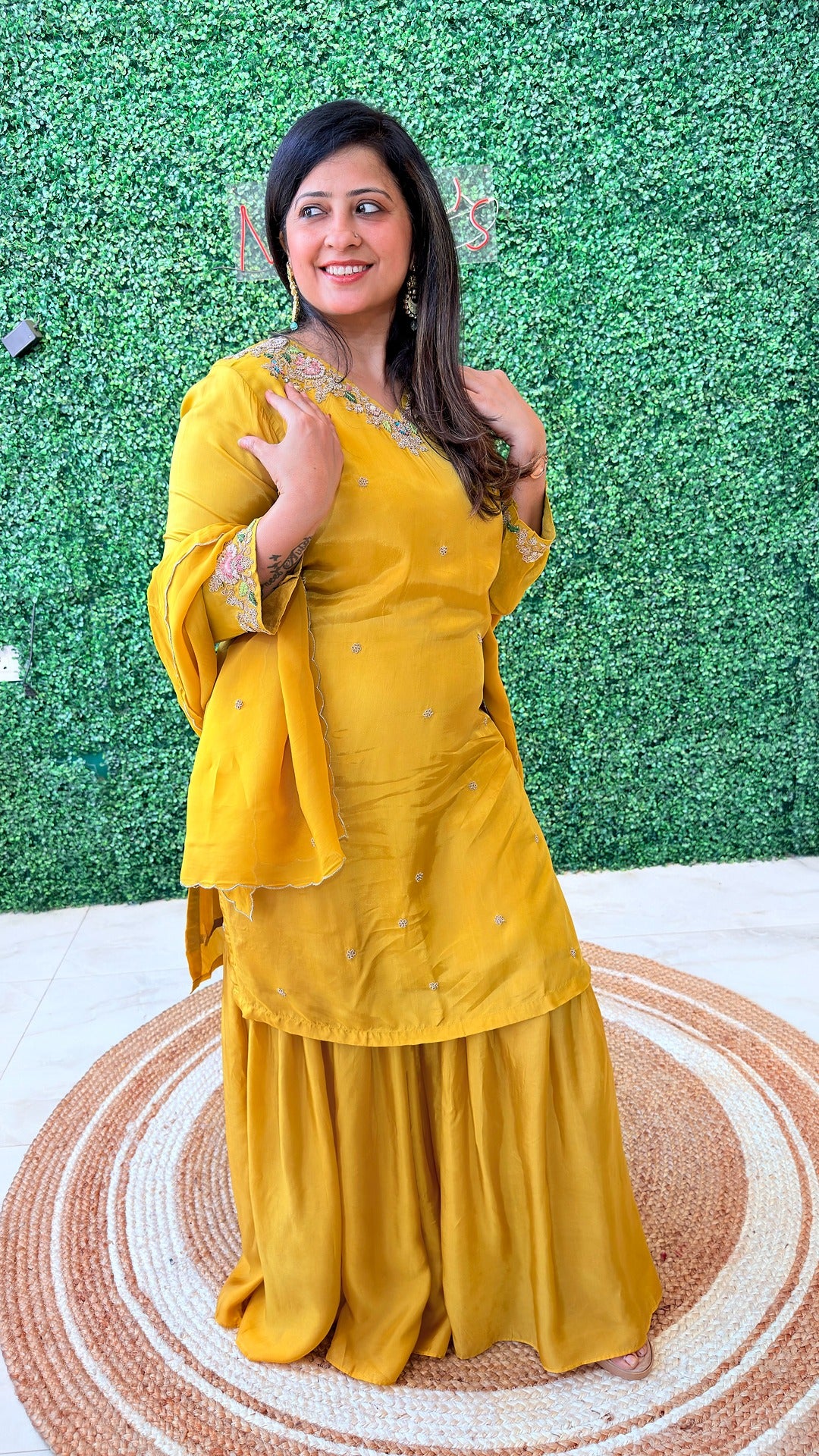 Zelina Mustard – Handcrafted Sharara Set