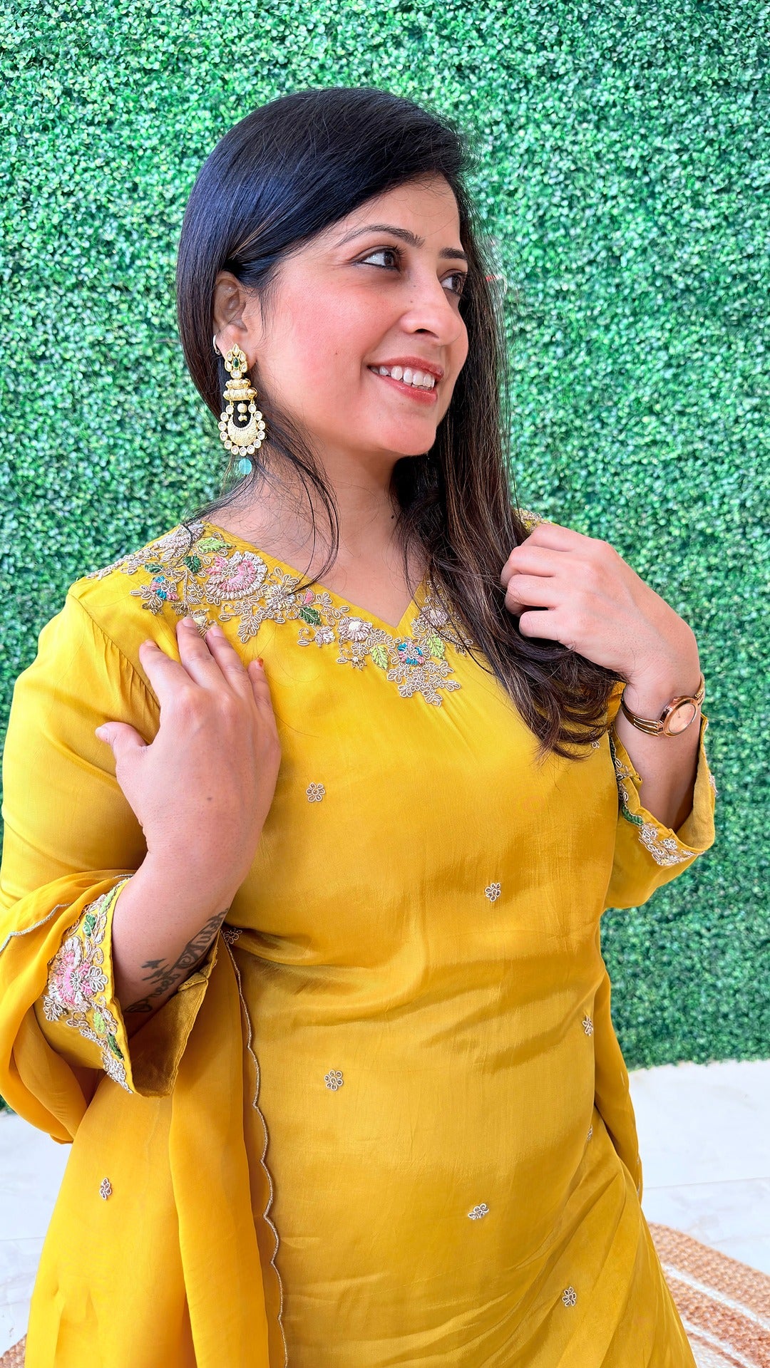 Zelina Mustard – Handcrafted Sharara Set