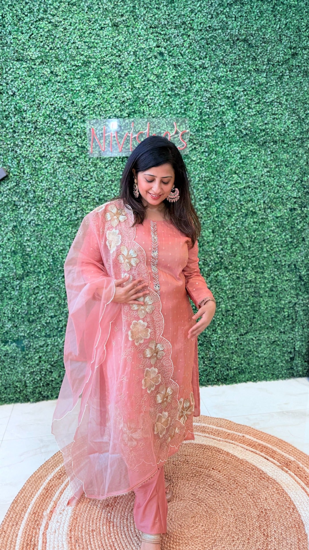 Amaira Blush – Embroidered Organza Suit Set