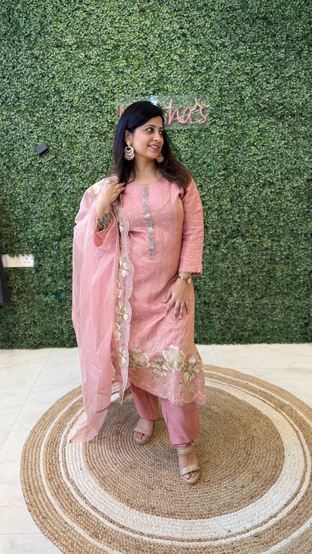 Amaira Blush – Embroidered Organza Suit Set