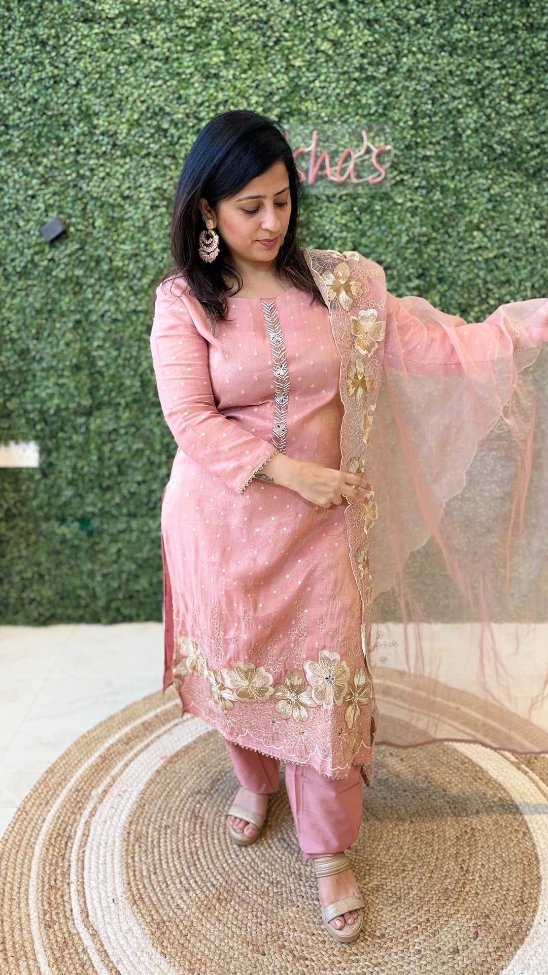 Amaira Blush – Embroidered Organza Suit Set