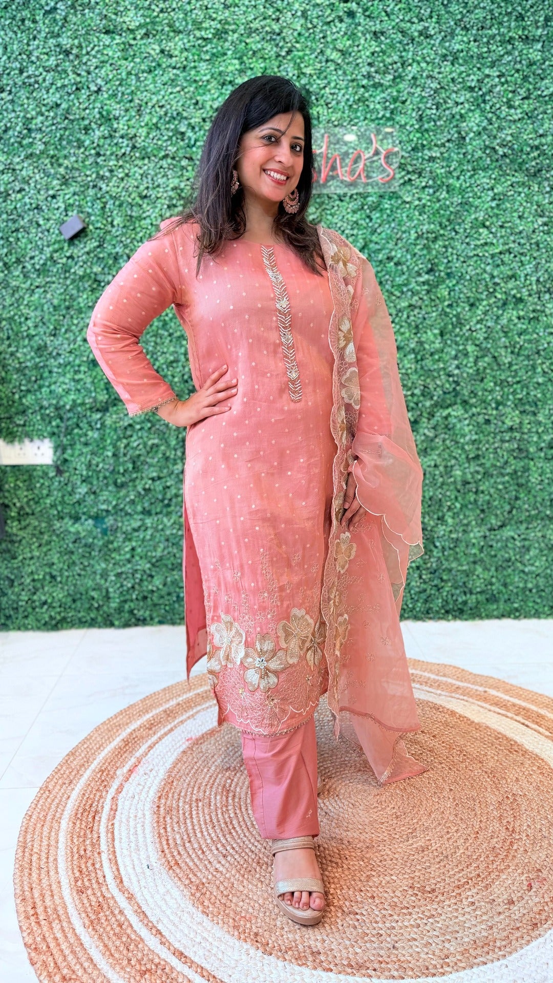 Amaira Blush – Embroidered Organza Suit Set