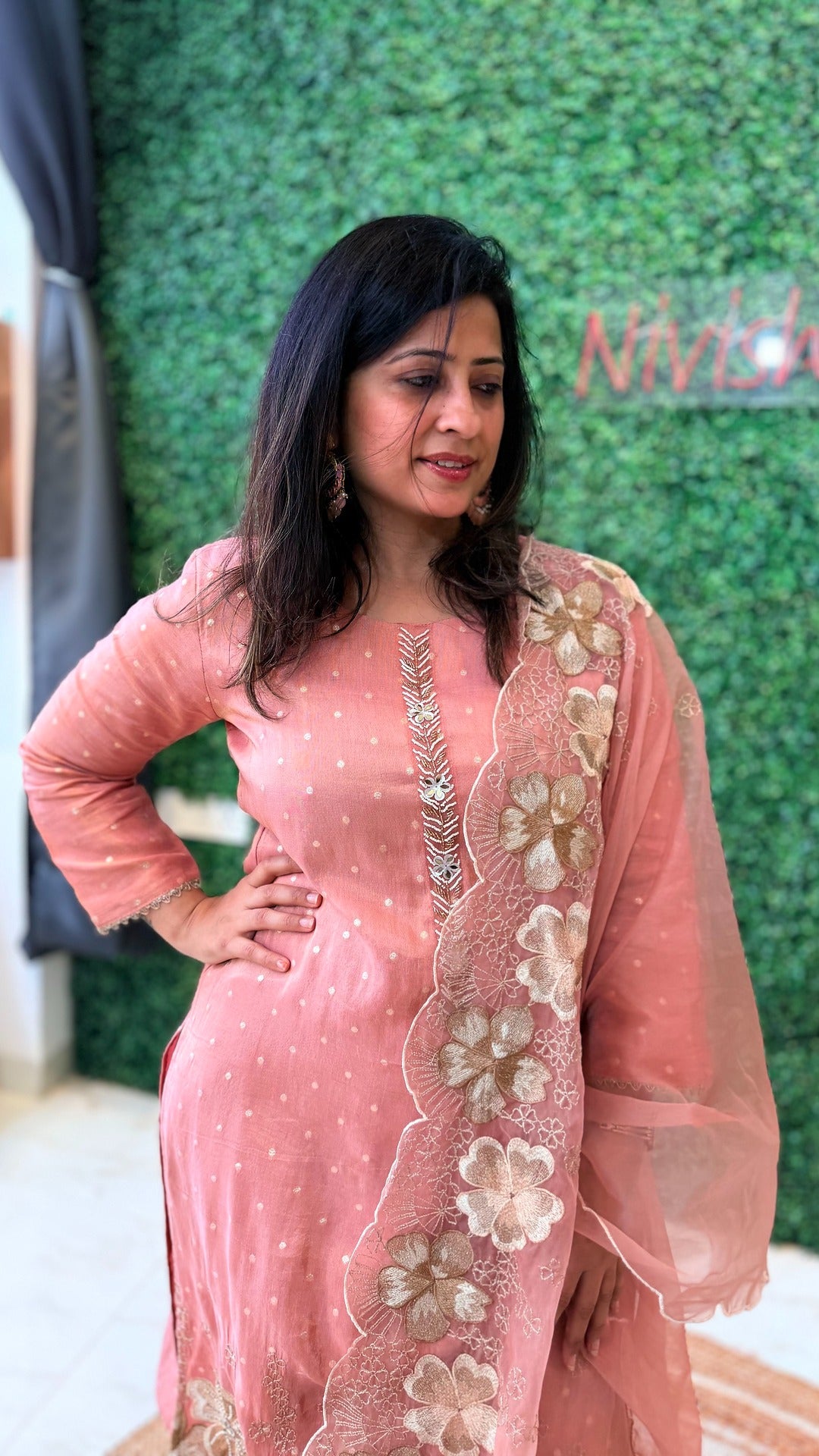 Amaira Blush – Embroidered Organza Suit Set