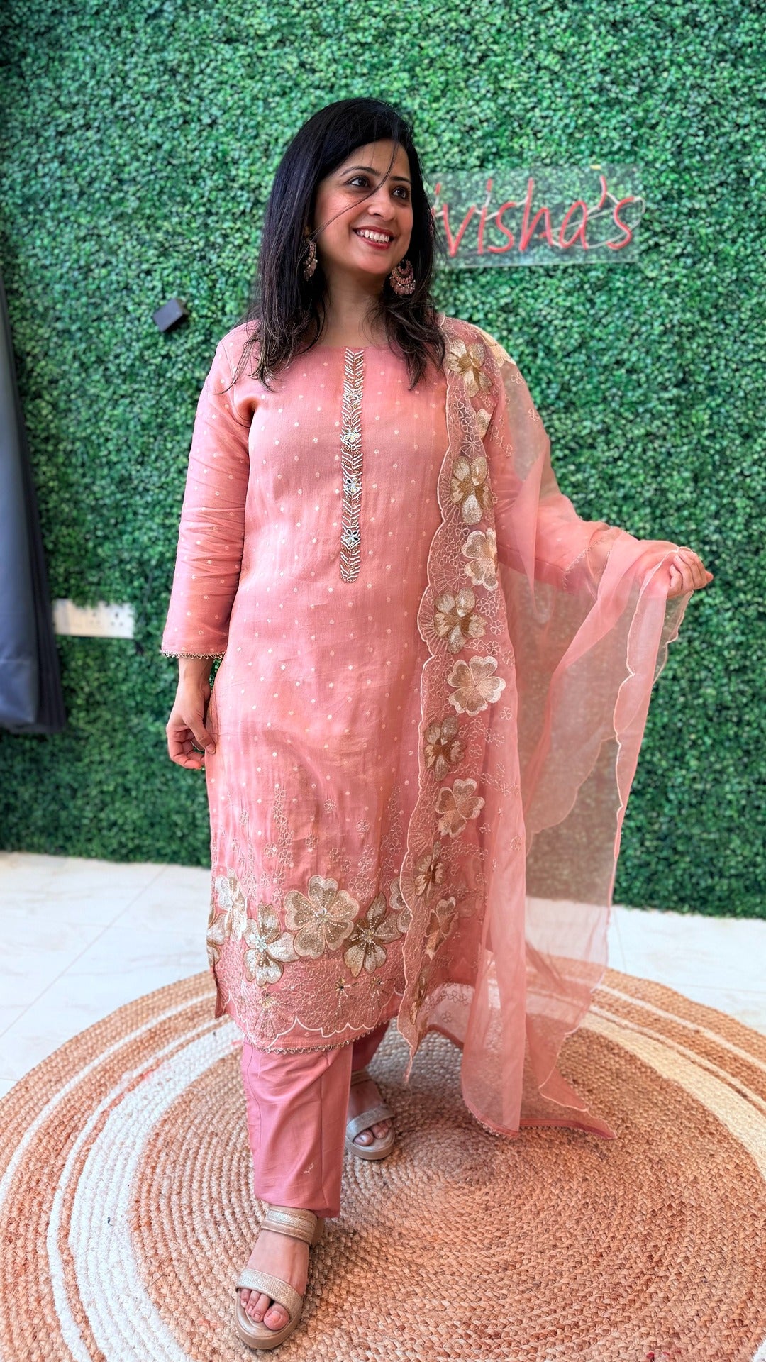 Amaira Blush – Embroidered Organza Suit Set