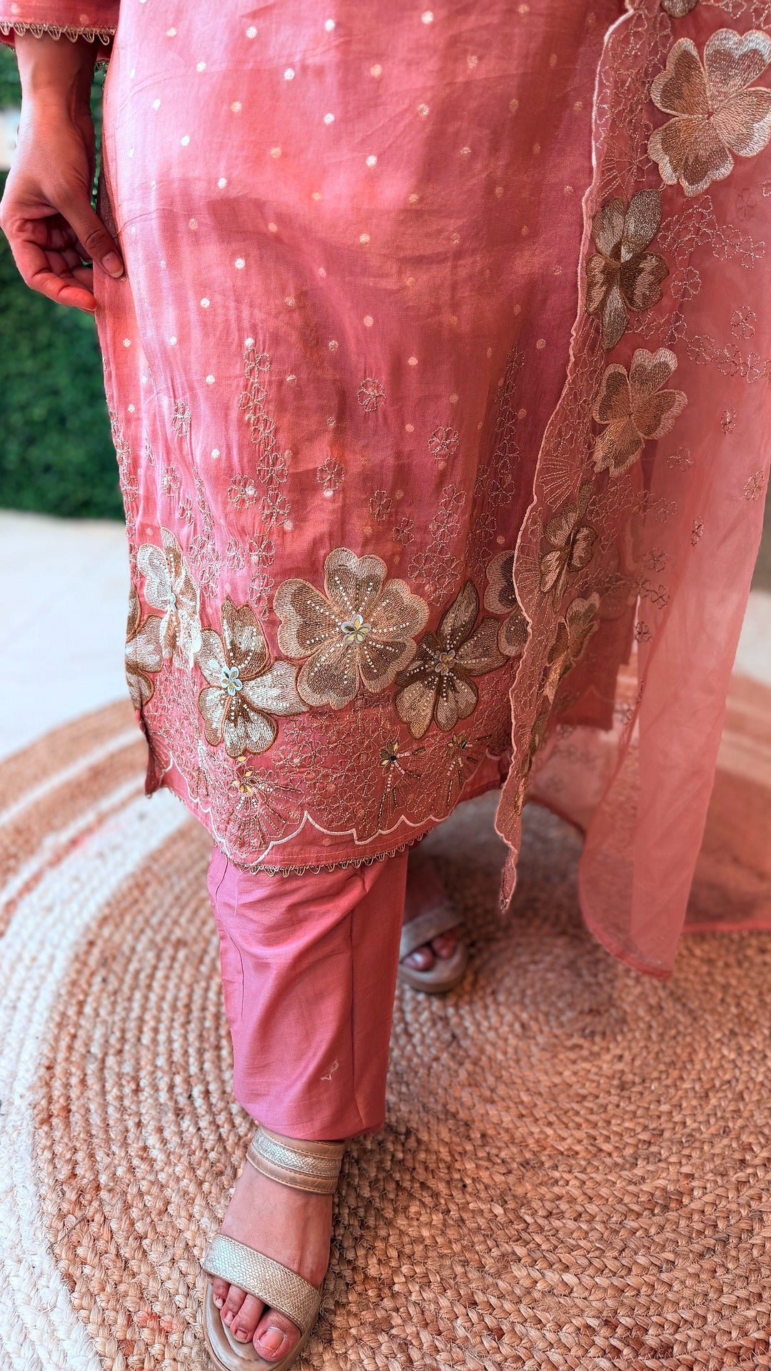 Amaira Blush – Embroidered Organza Suit Set