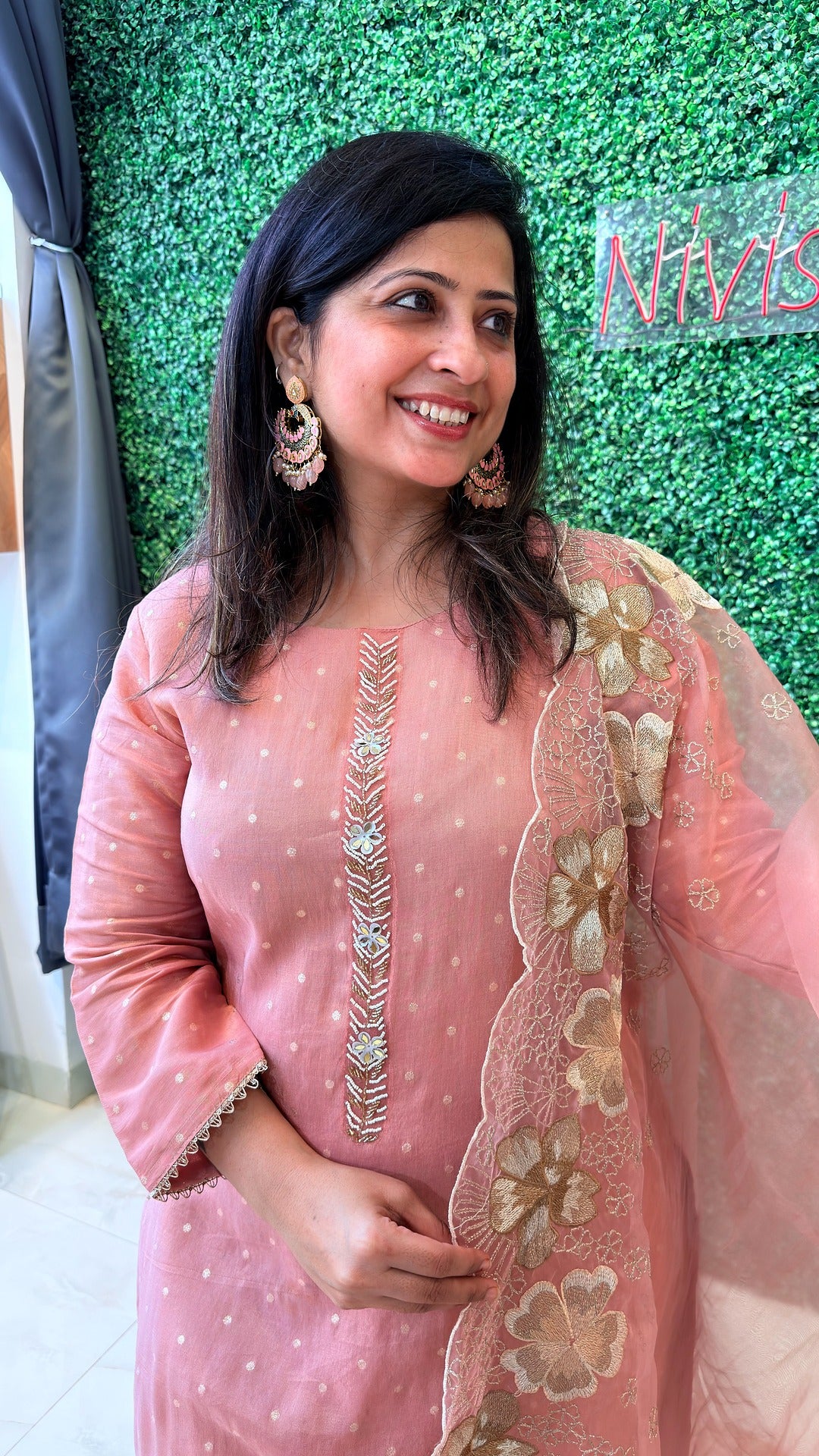 Amaira Blush – Embroidered Organza Suit Set