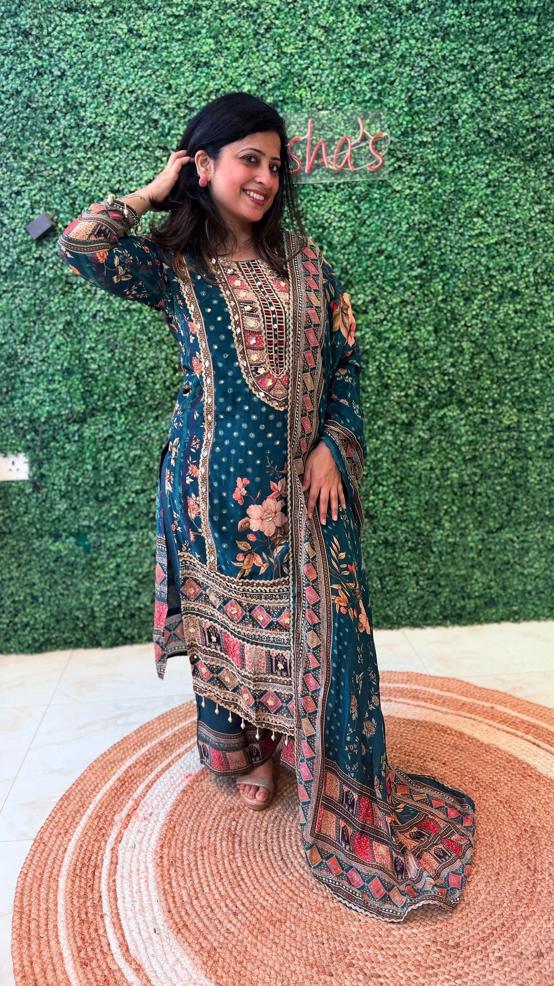 Teal Noorvista Stitched Suit Set