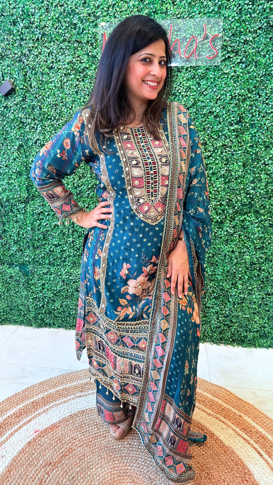 Teal Noorvista Stitched Suit Set