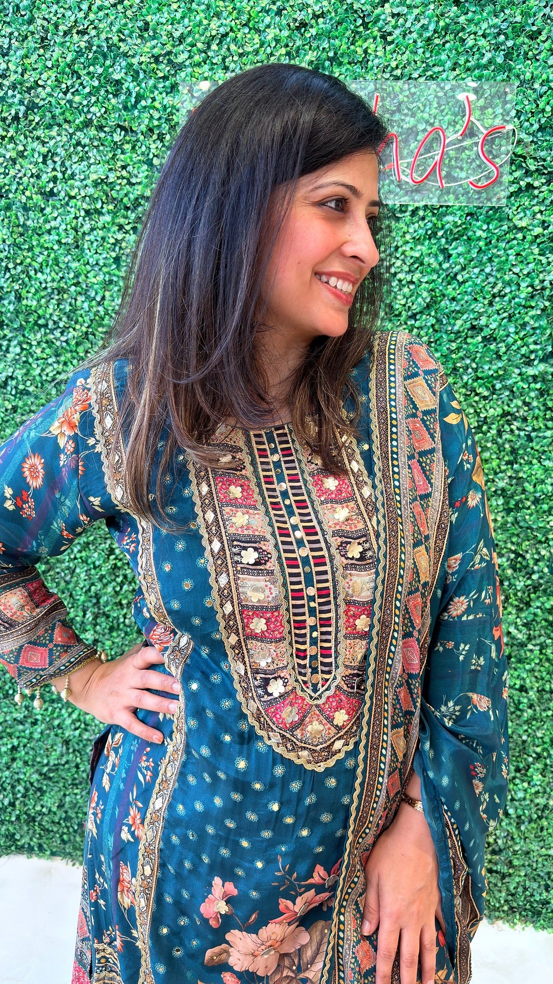 Teal Noorvista Stitched Suit Set