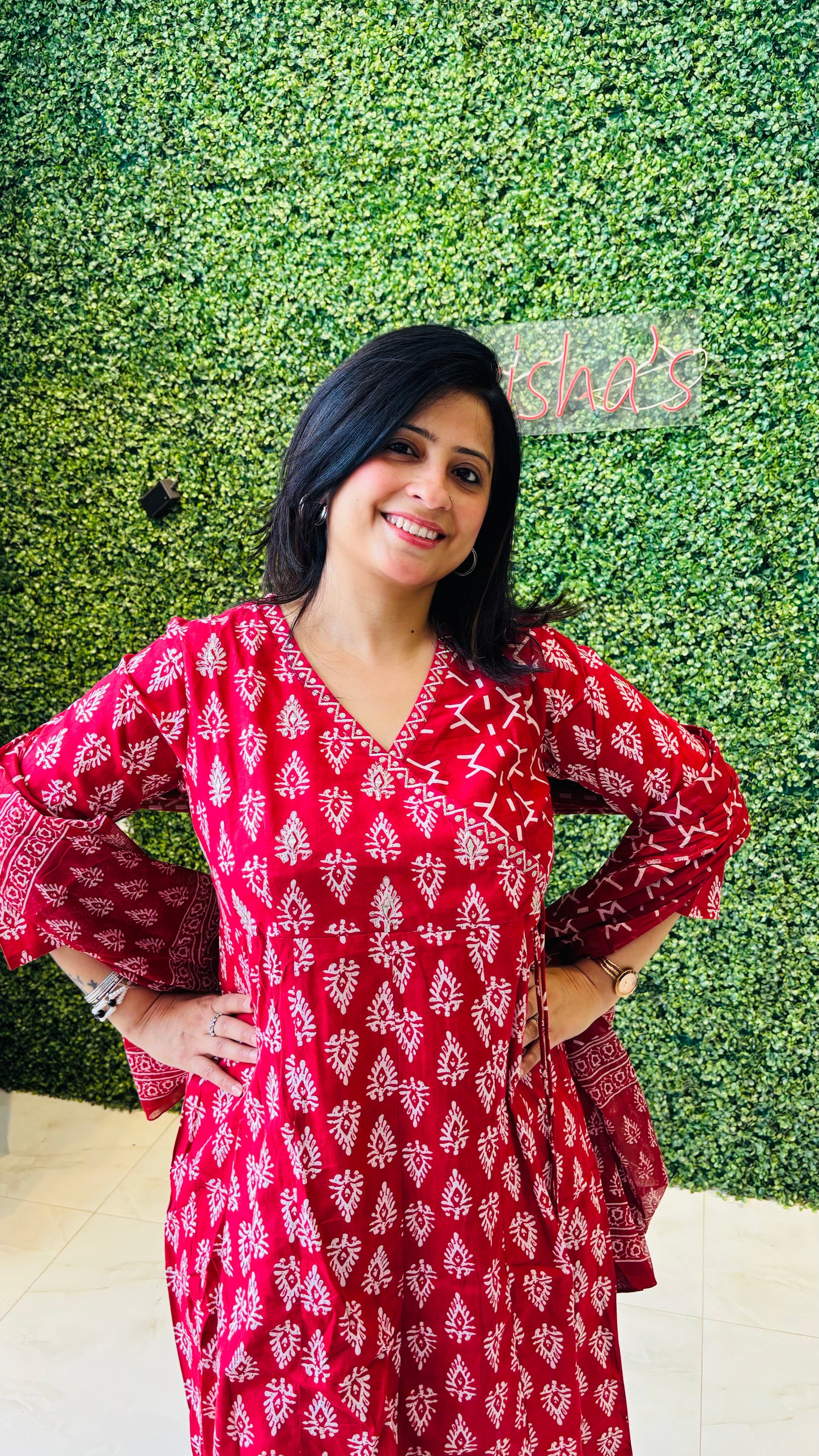 Ira – Red Cotton Hand Block Printed Kurta Set Nivishas - Sec46