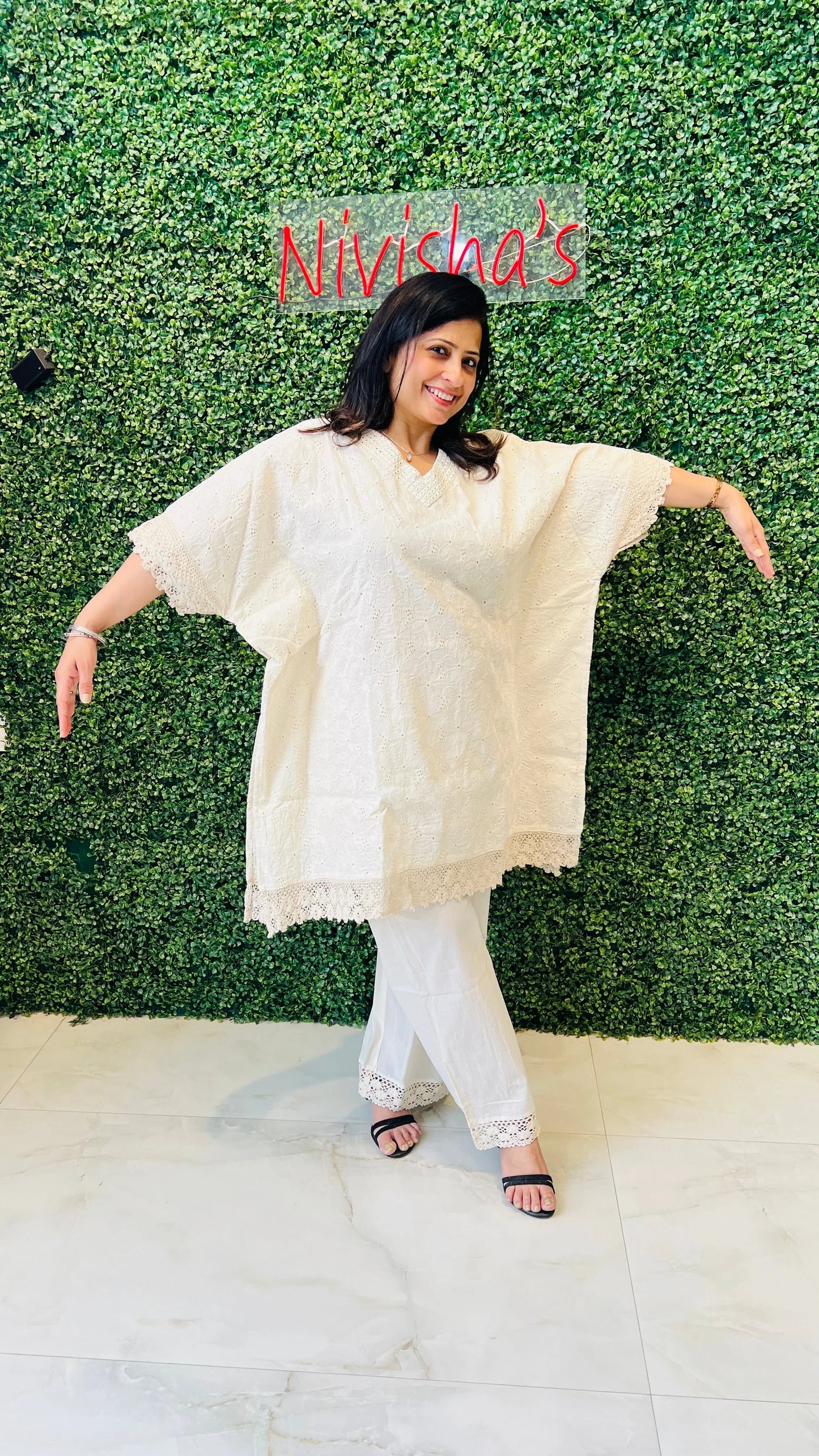 Ivory Bloom Essence – Schiffli Embroidered Co-ord Set Nivishas - Sec46