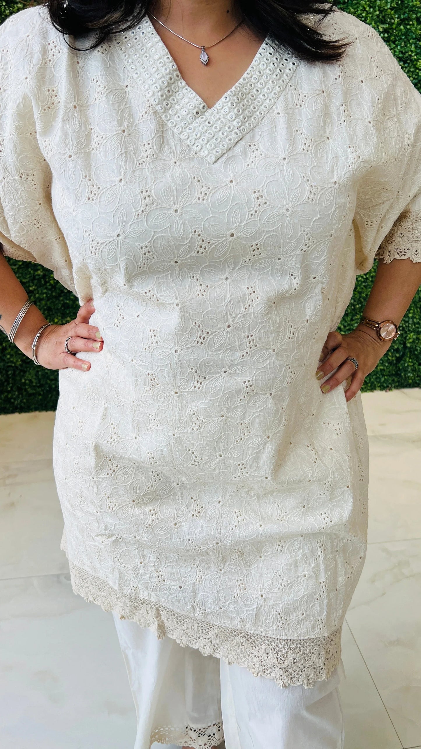 Ivory Bloom Essence – Schiffli Embroidered Co-ord Set Nivishas - Sec46