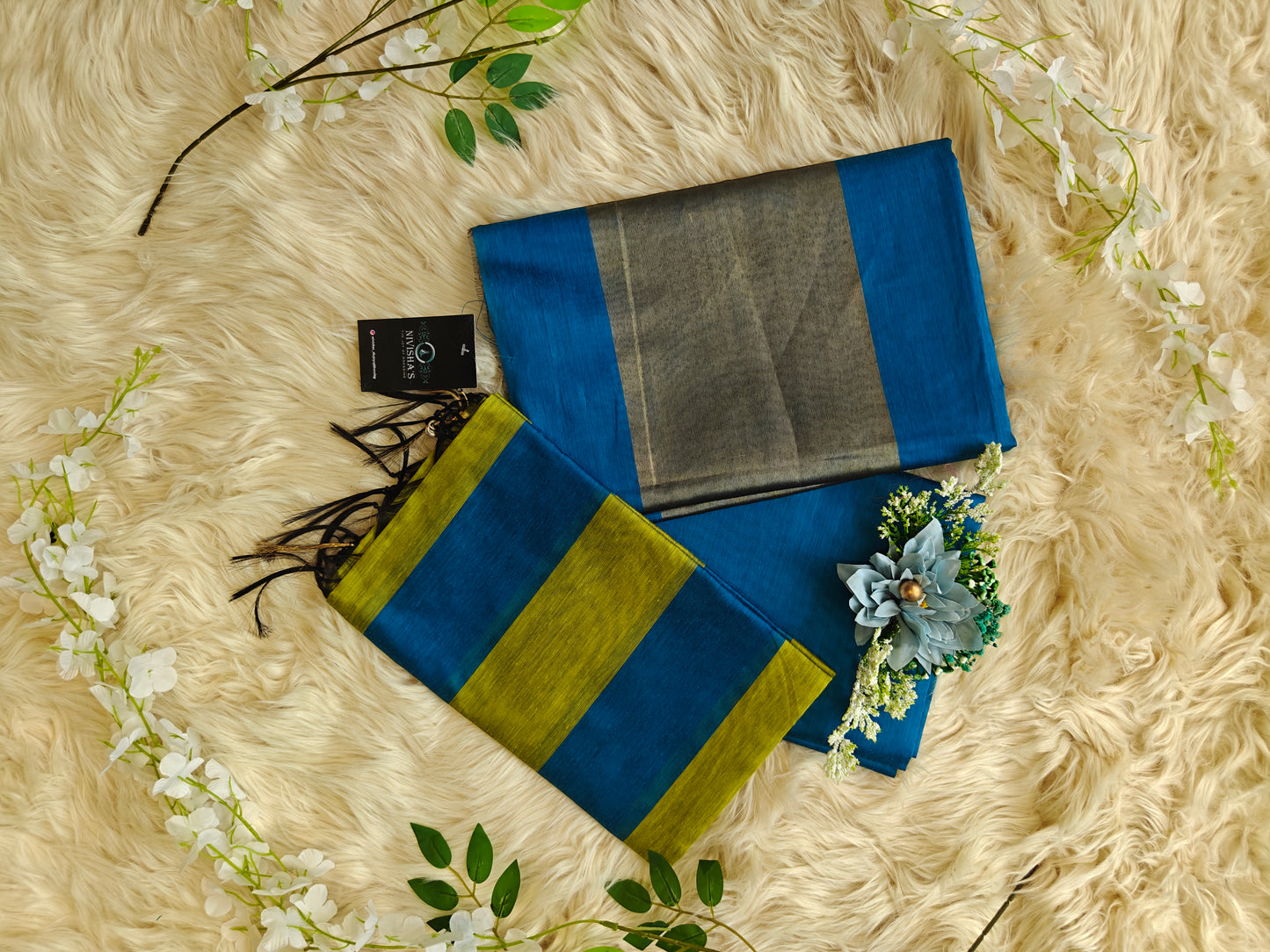 Svara Blue – Maheshwari Silk Unstitched Suit Set