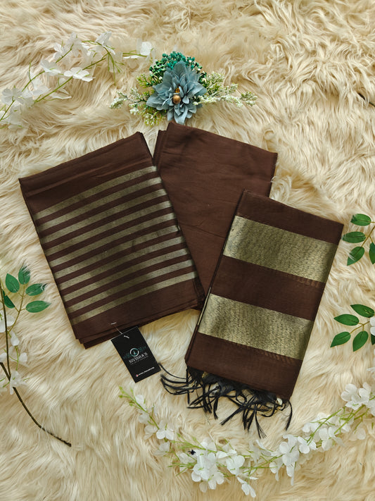 Zaraa – Mocha Brown Unstitched Suit Set