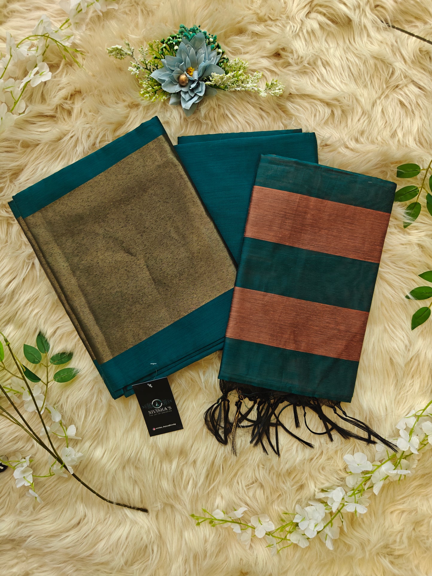 Svara Teal – Maheshwari Silk Unstitched Suit Set