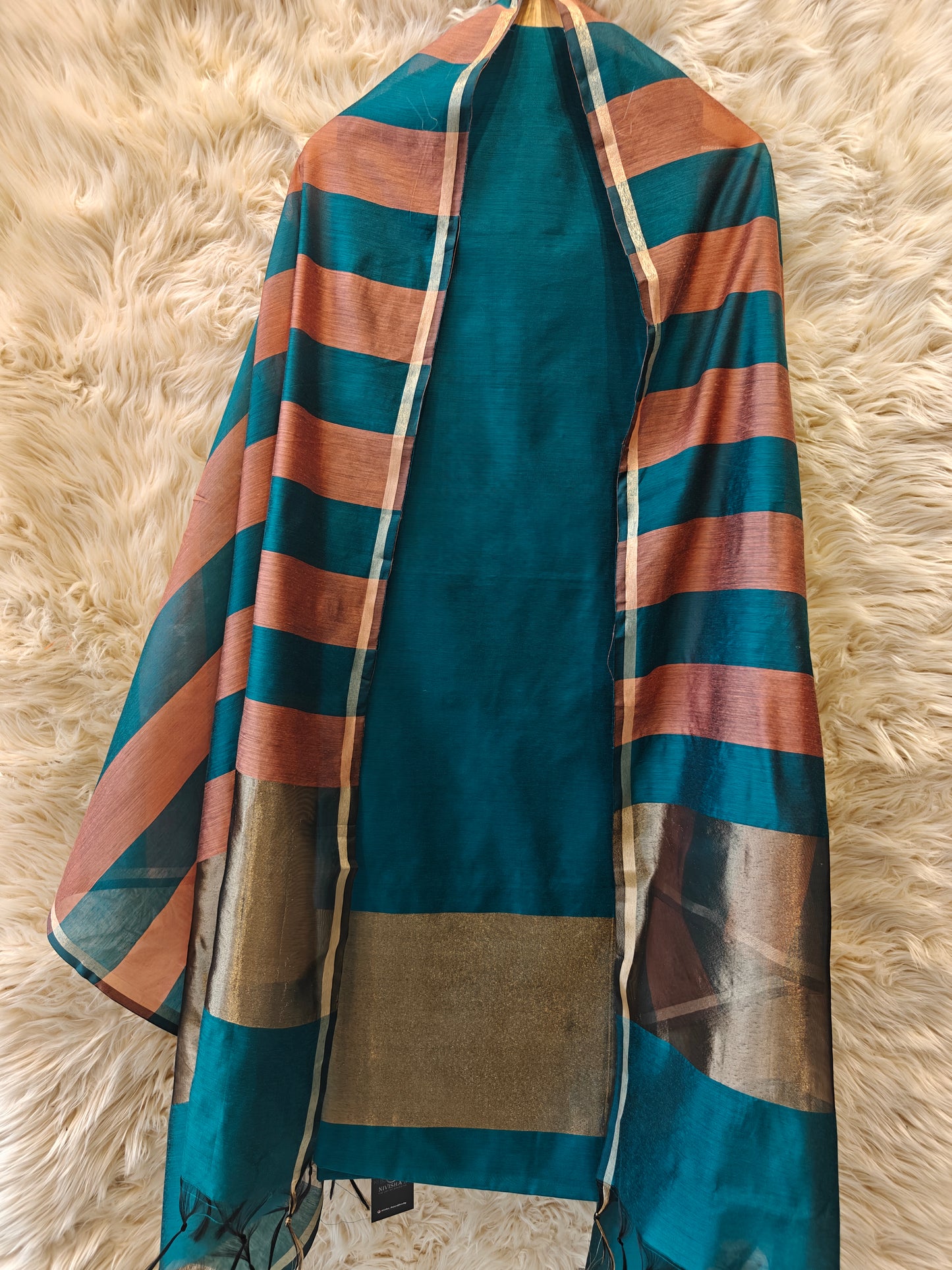 Svara Rust – Maheshwari Silk Unstitched Suit Set