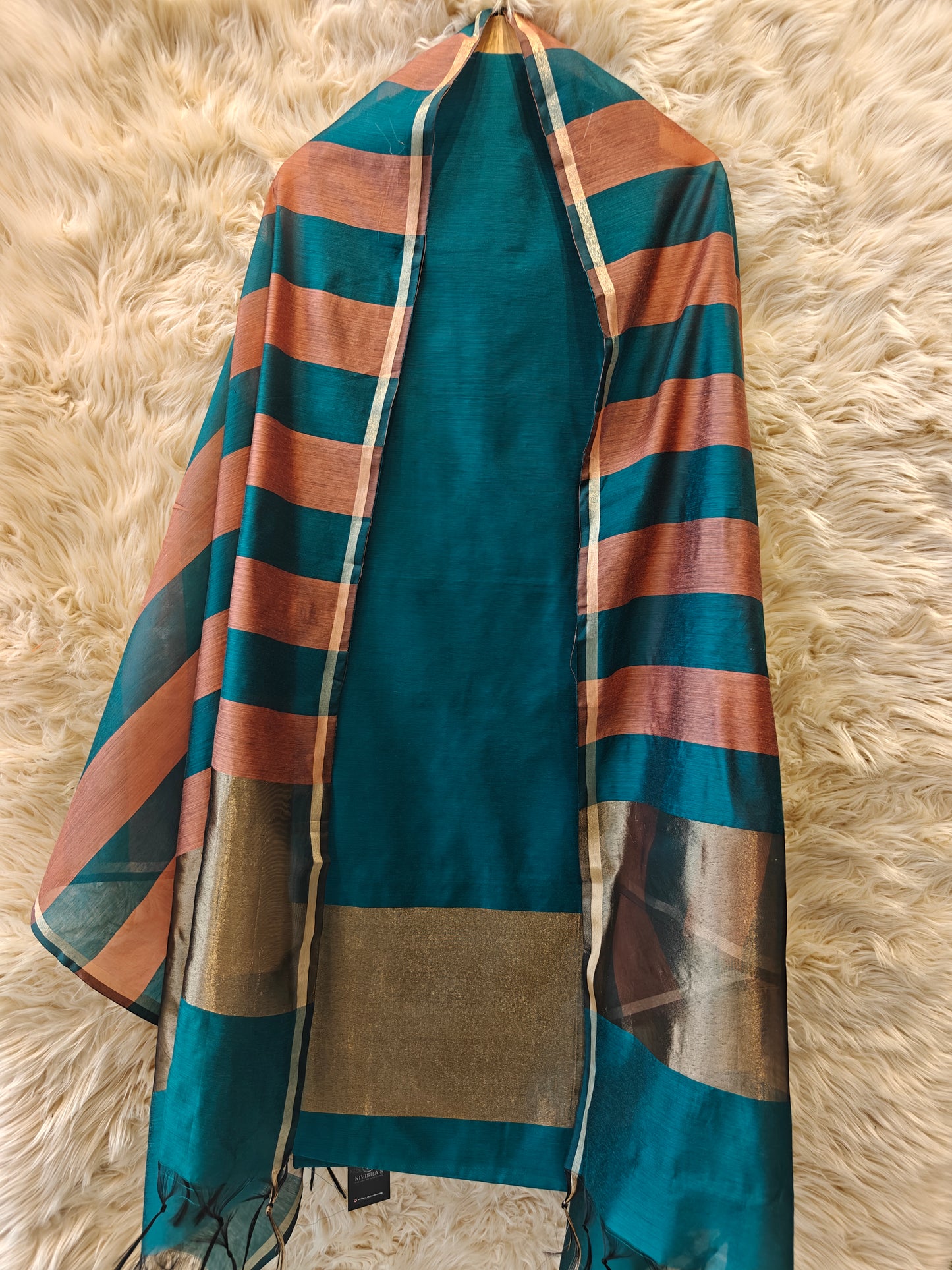 Svara Rust – Maheshwari Silk Unstitched Suit Set