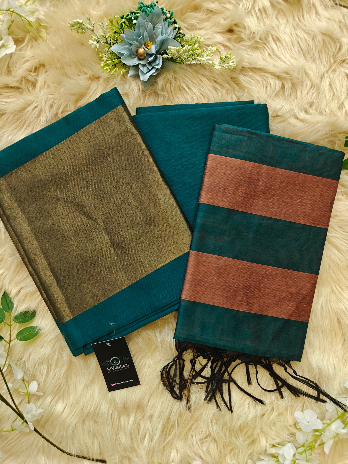 Svara Teal – Maheshwari Silk Unstitched Suit Set